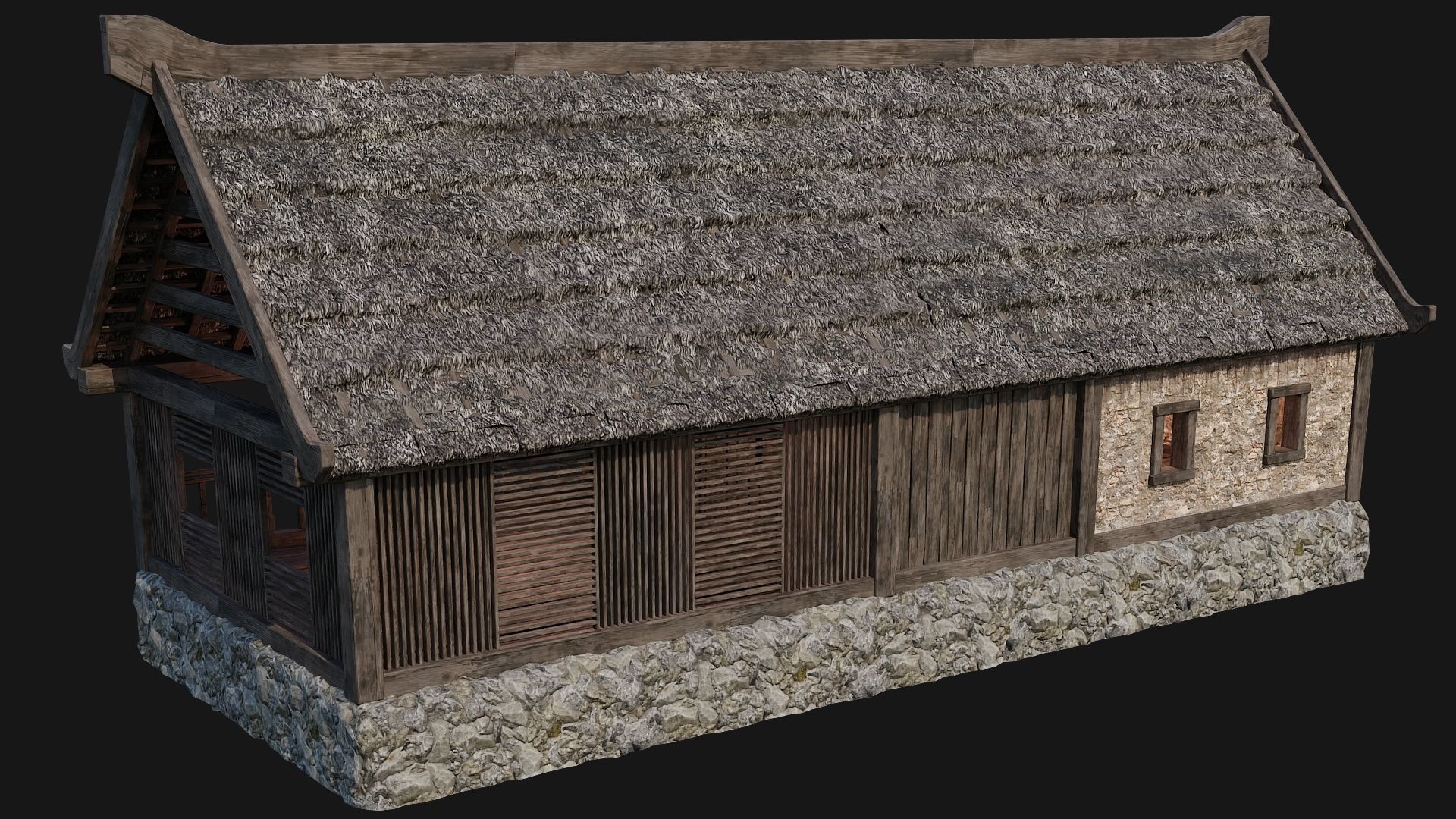 4 Old House Building Pack 4K Textures GameReady 197 to 200 Low-poly 3D model_51