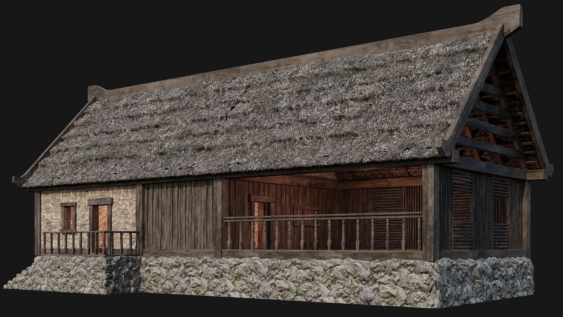 4 Old House Building Pack 4K Textures GameReady 197 to 200 Low-poly 3D model_8