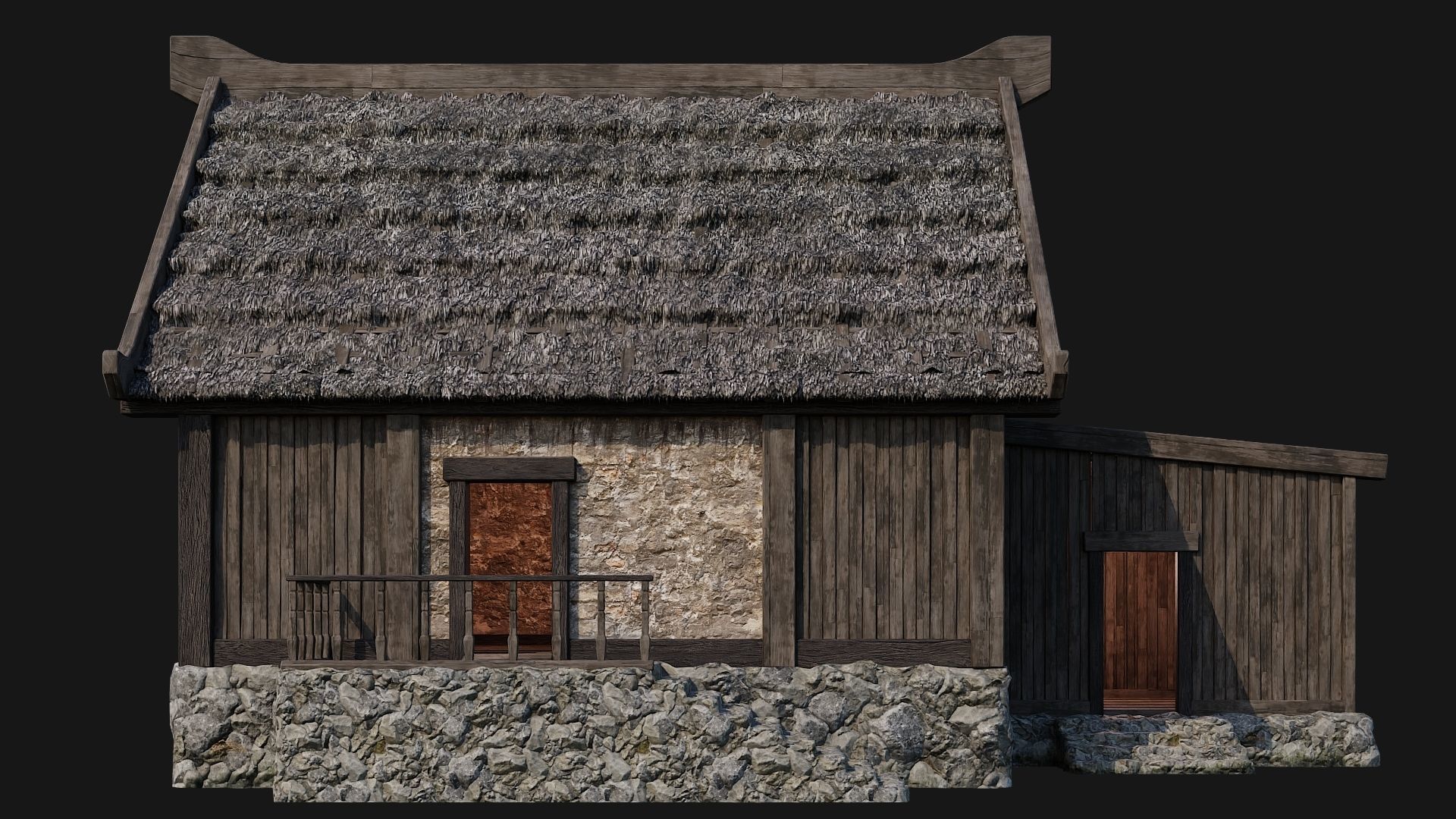 4 Old House Building Pack 4K Textures GameReady 197 to 200 Low-poly 3D model_37