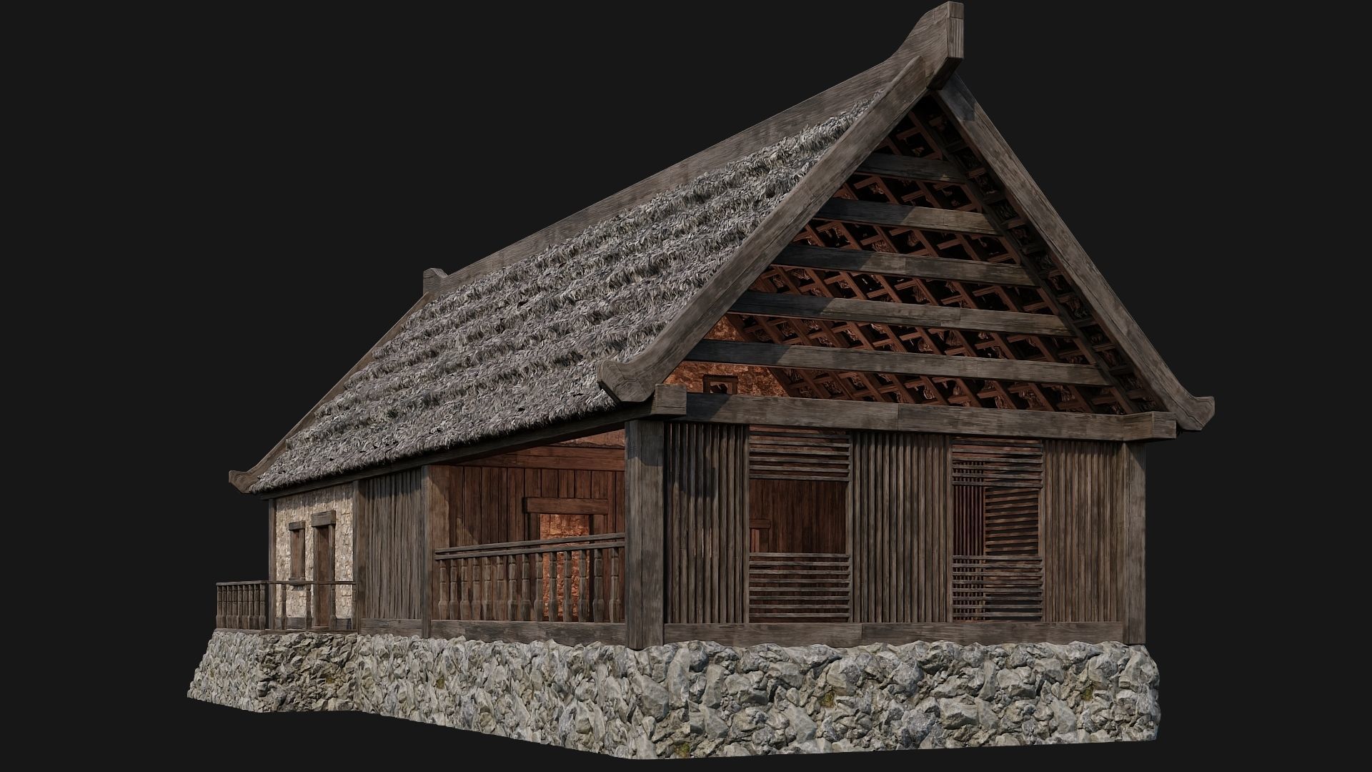 4 Old House Building Pack 4K Textures GameReady 197 to 200 Low-poly 3D model_49
