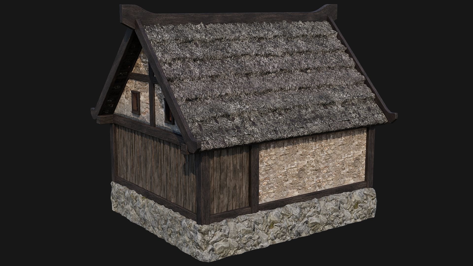 4 Old House Building Pack 4K Textures GameReady 197 to 200 Low-poly 3D model_18