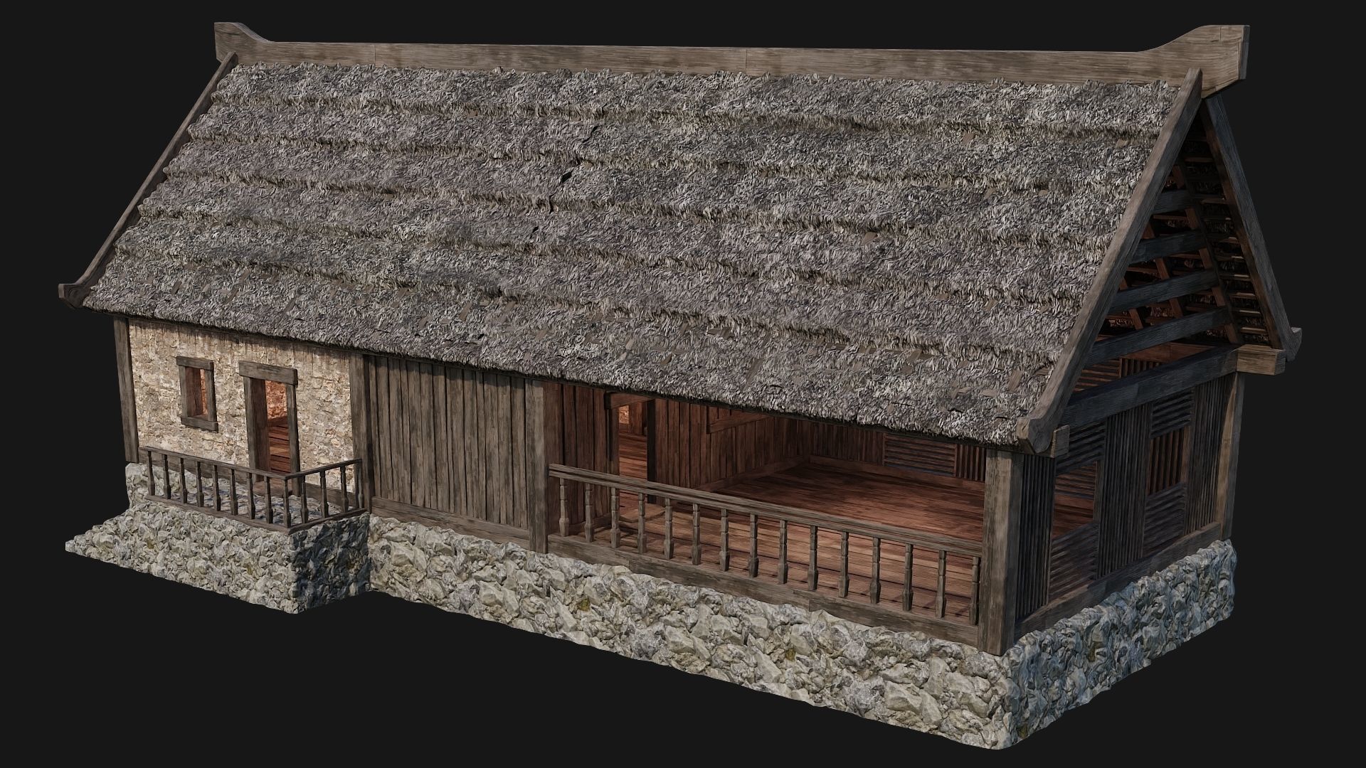 4 Old House Building Pack 4K Textures GameReady 197 to 200 Low-poly 3D model_50