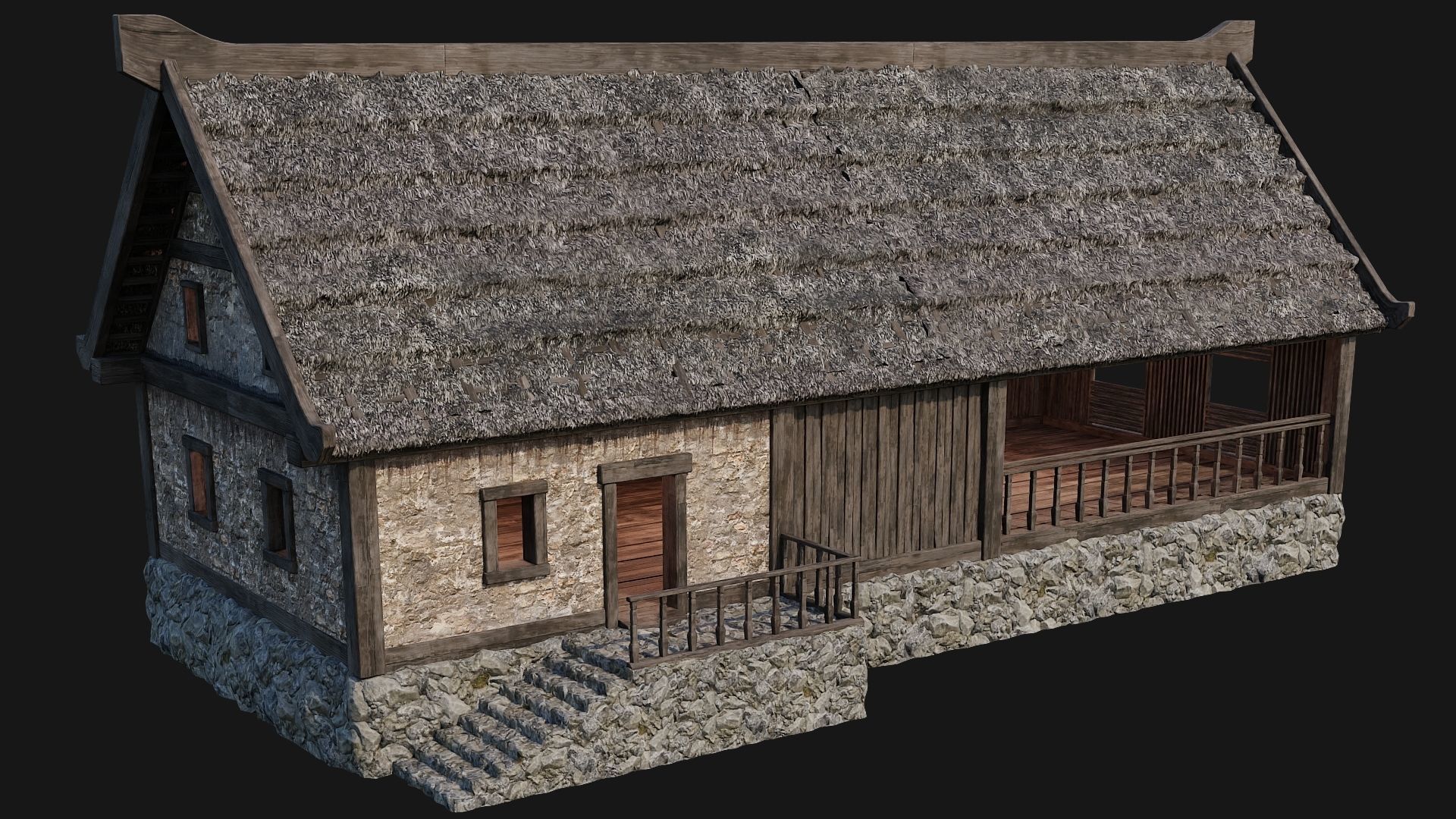 4 Old House Building Pack 4K Textures GameReady 197 to 200 Low-poly 3D model_42