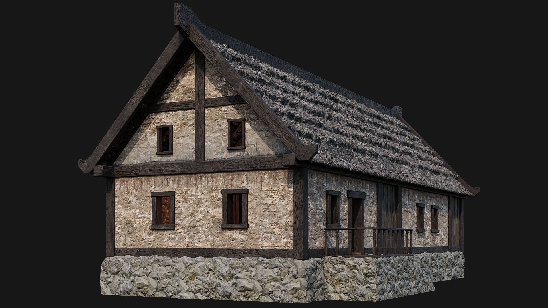 4 Old House Building Pack 4K Textures GameReady 197 to 200 Low-poly 3D model_27