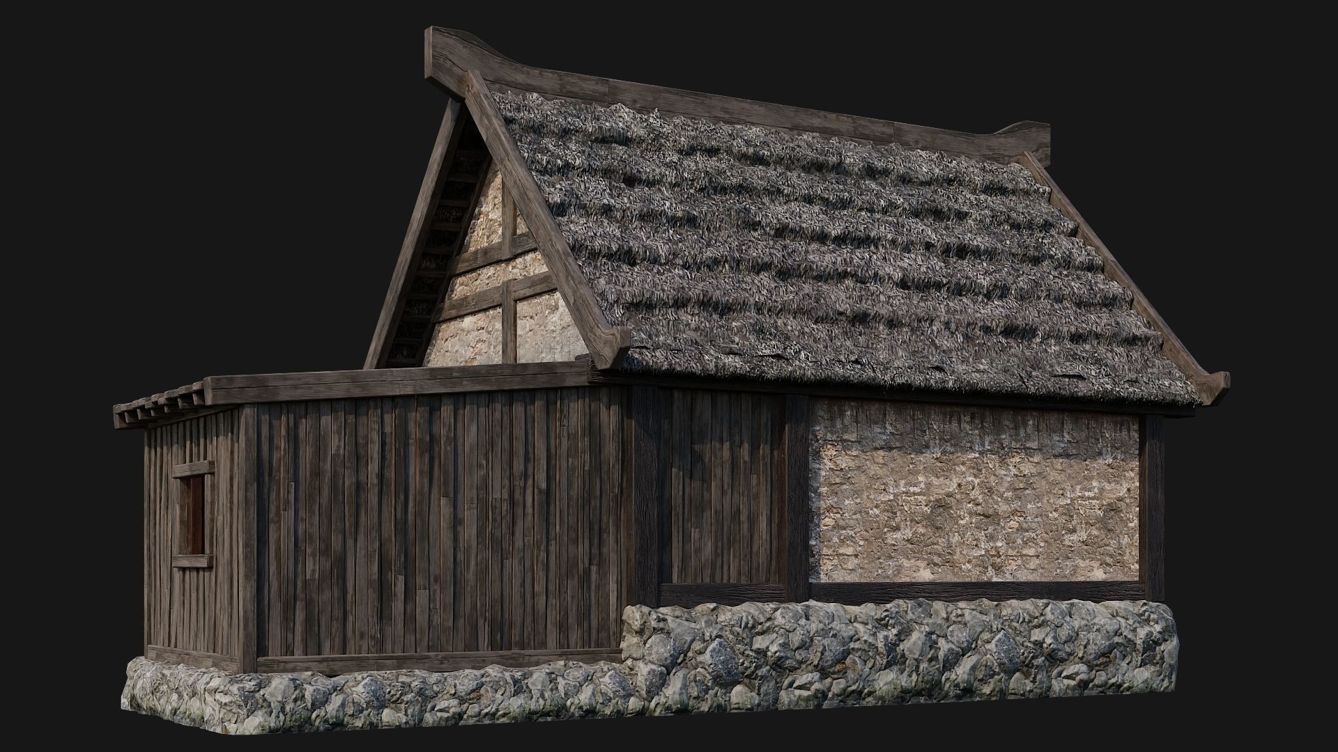 4 Old House Building Pack 4K Textures GameReady 197 to 200 Low-poly 3D model_34