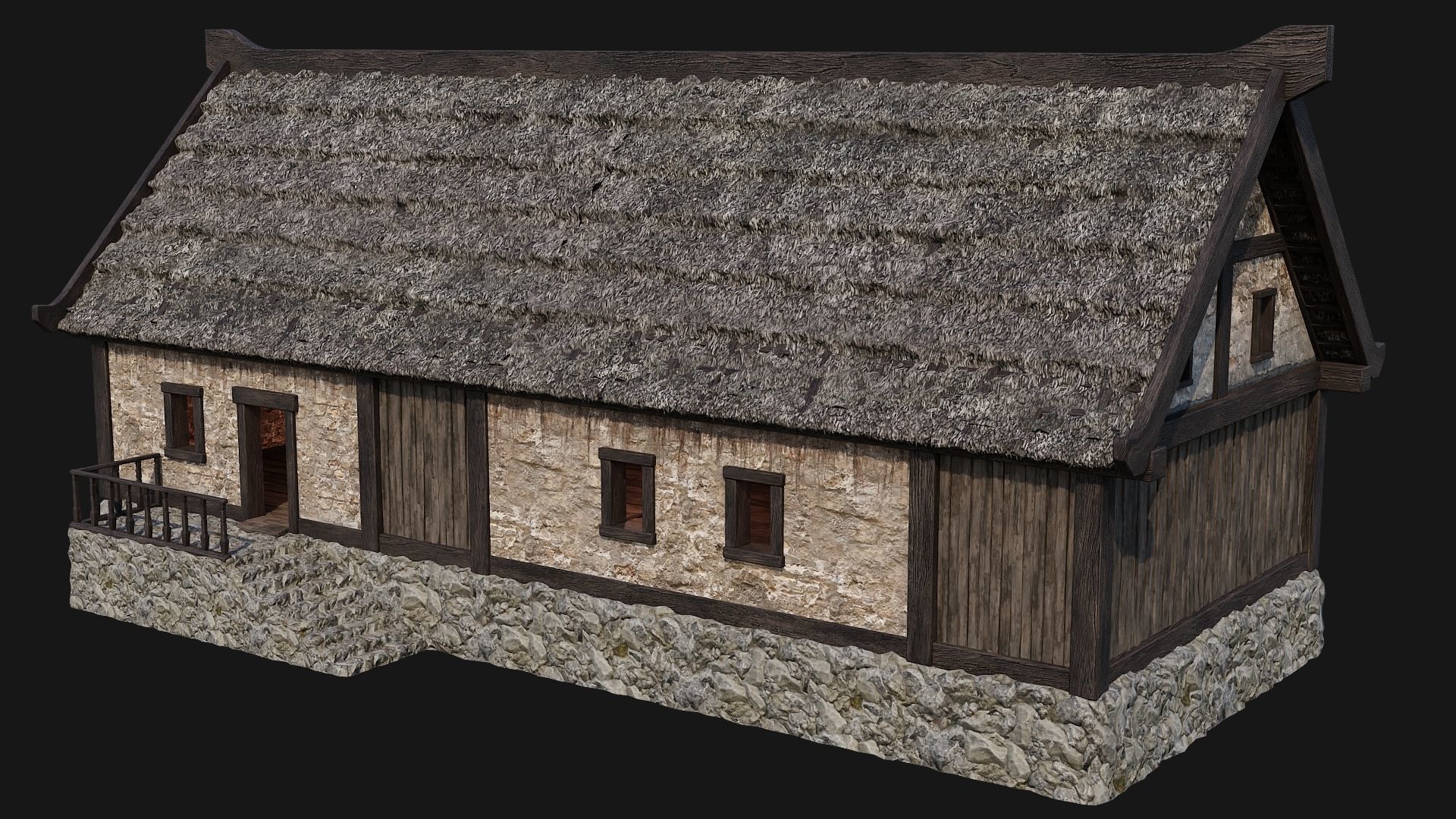 4 Old House Building Pack 4K Textures GameReady 197 to 200 Low-poly 3D model_28