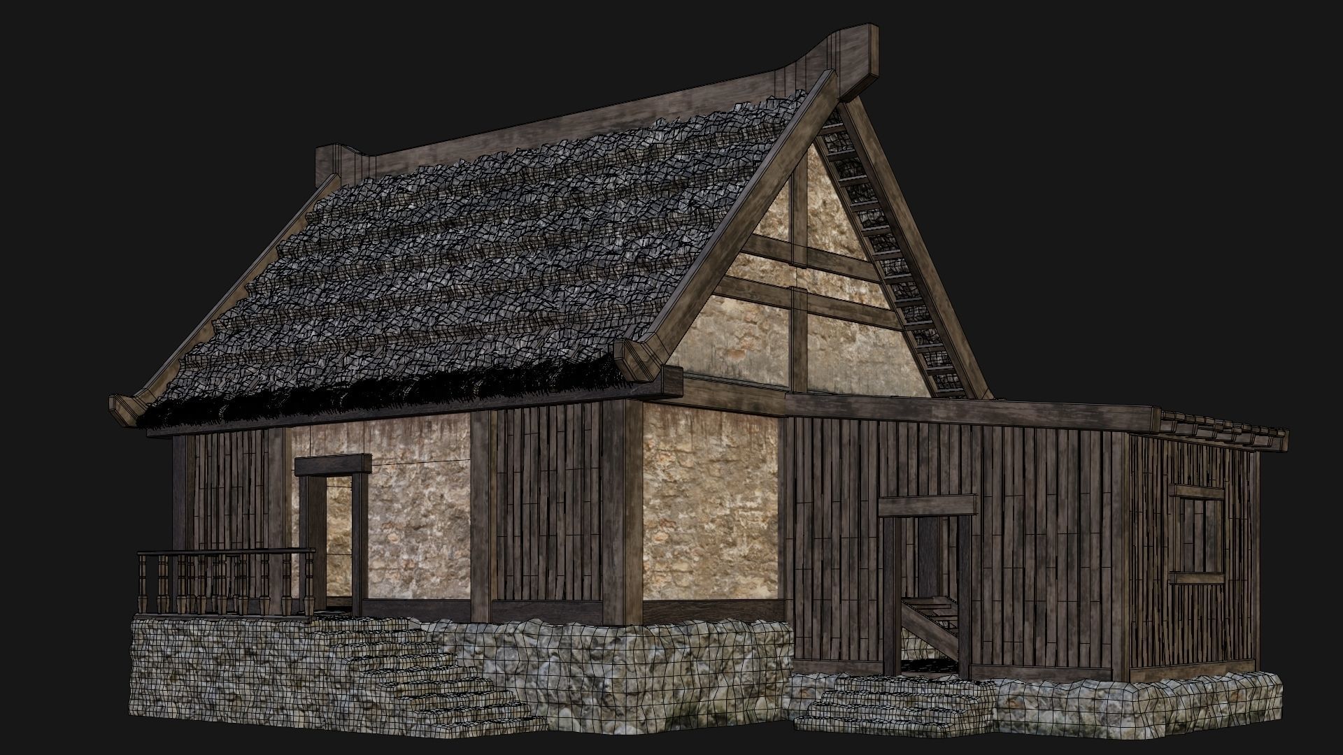 4 Old House Building Pack 4K Textures GameReady 197 to 200 Low-poly 3D model_33