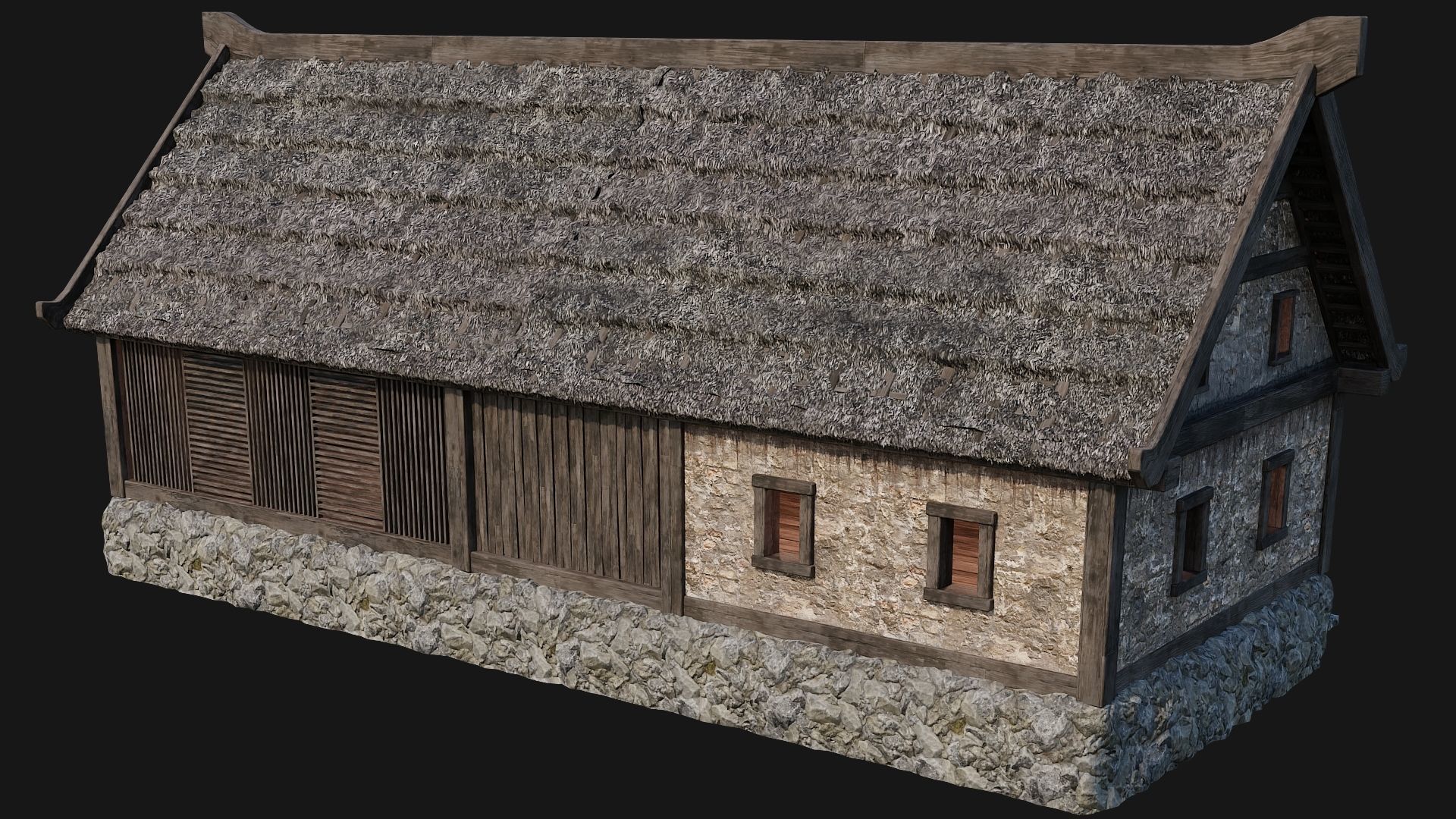 4 Old House Building Pack 4K Textures GameReady 197 to 200 Low-poly 3D model_52