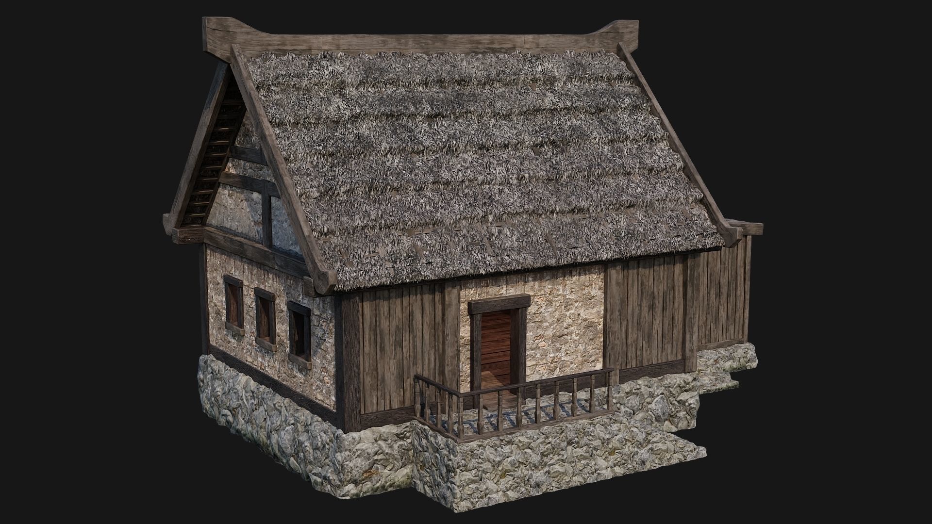 4 Old House Building Pack 4K Textures GameReady 197 to 200 Low-poly 3D model_31