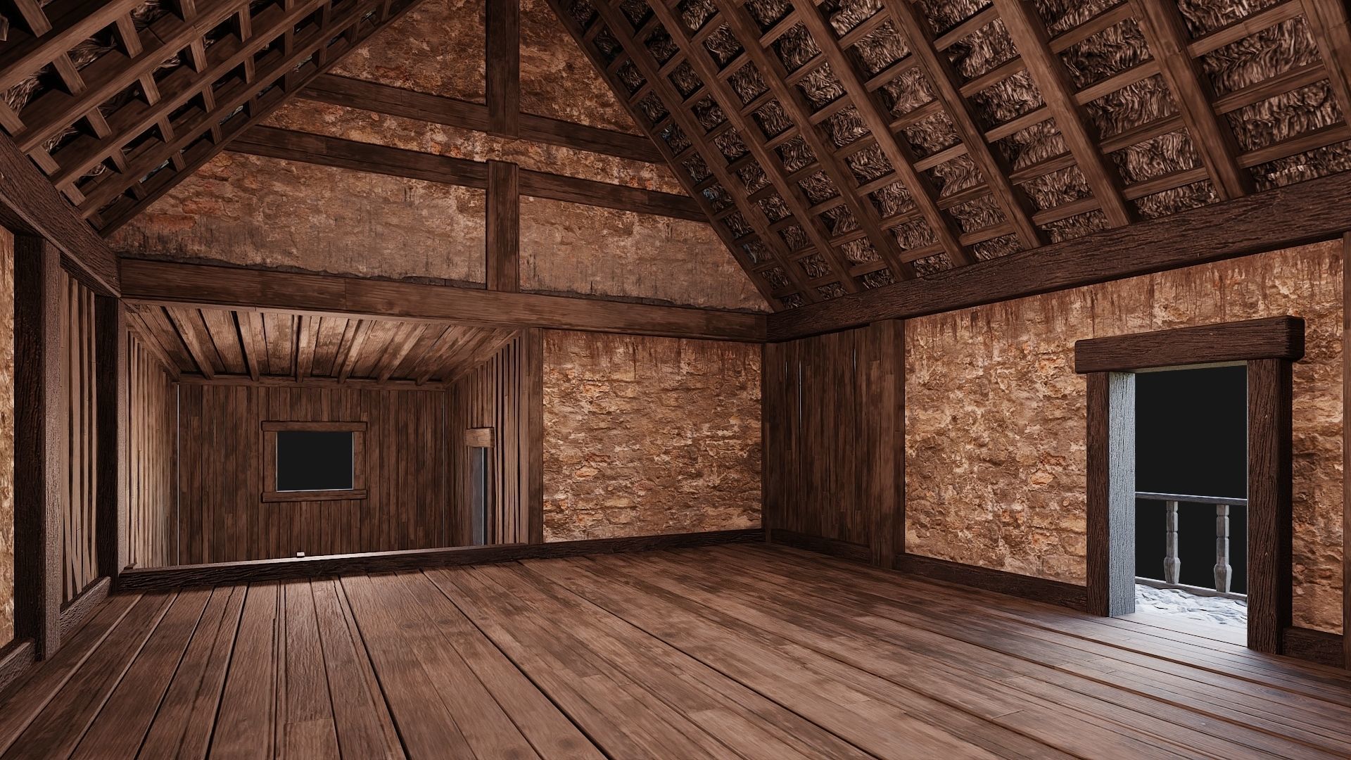 4 Old House Building Pack 4K Textures GameReady 197 to 200 Low-poly 3D model_32