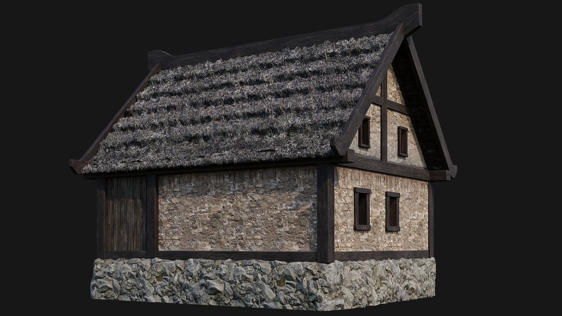 4 Old House Building Pack 4K Textures GameReady 197 to 200 Low-poly 3D model_13