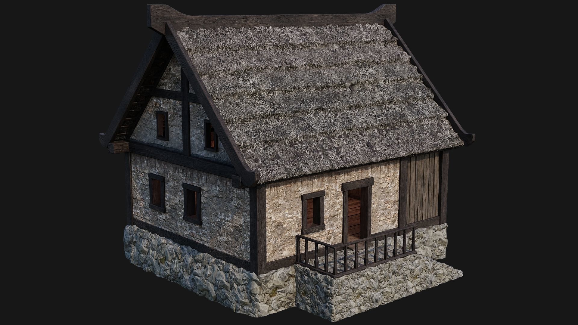 4 Old House Building Pack 4K Textures GameReady 197 to 200 Low-poly 3D model_11