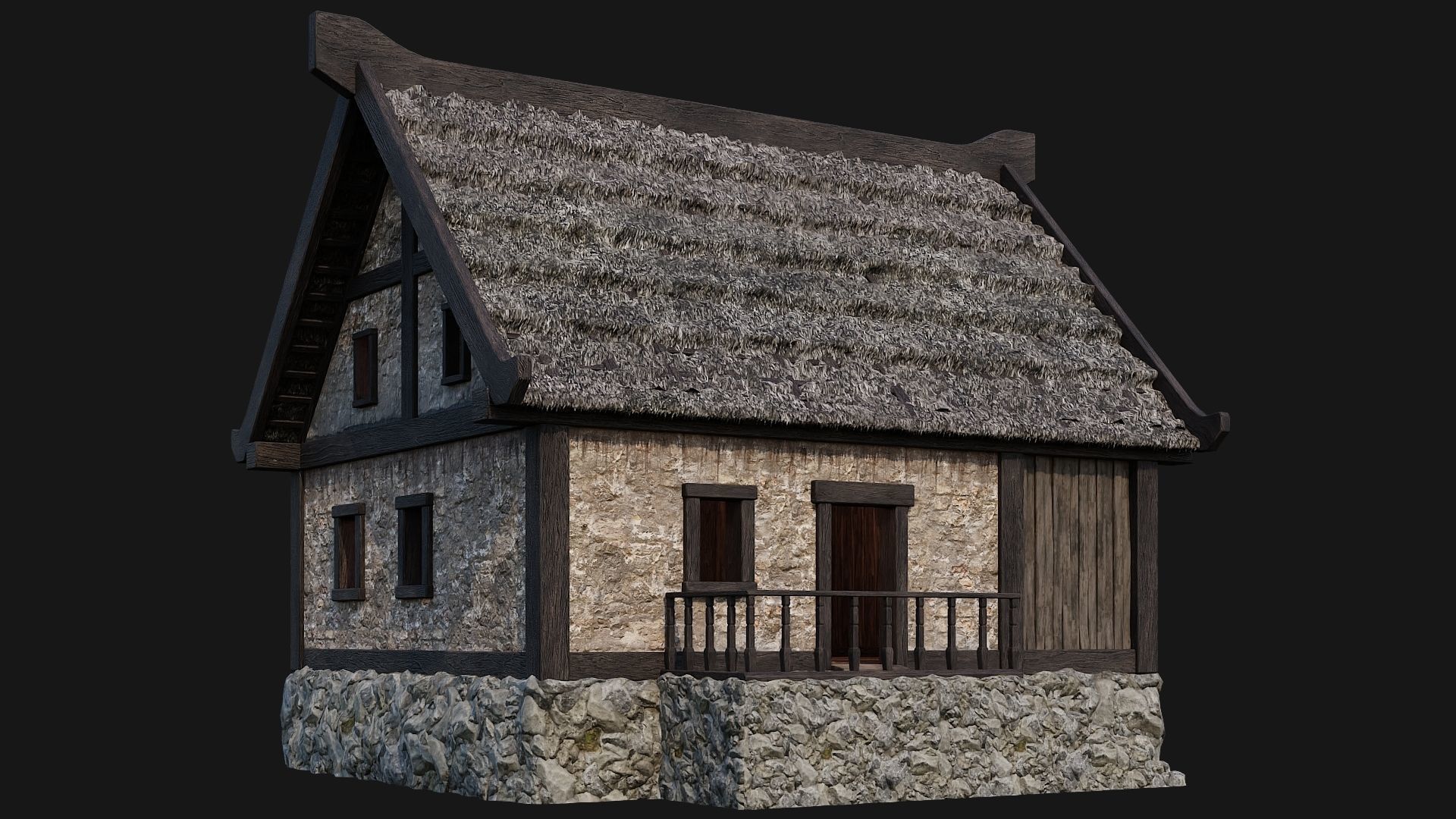 4 Old House Building Pack 4K Textures GameReady 197 to 200 Low-poly 3D model_14