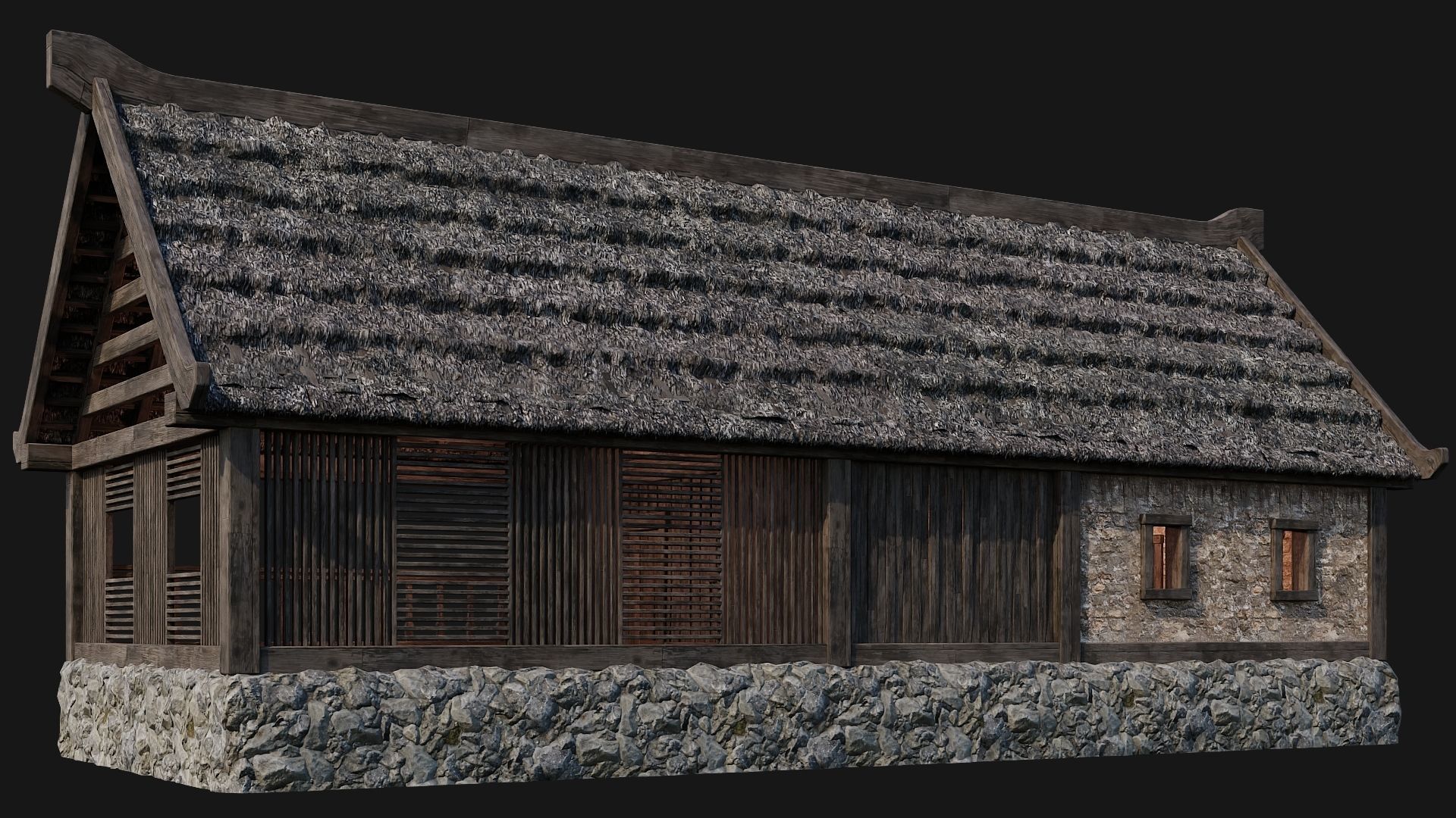 4 Old House Building Pack 4K Textures GameReady 197 to 200 Low-poly 3D model_45