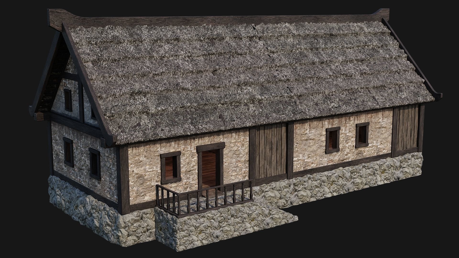 4 Old House Building Pack 4K Textures GameReady 197 to 200 Low-poly 3D model_20