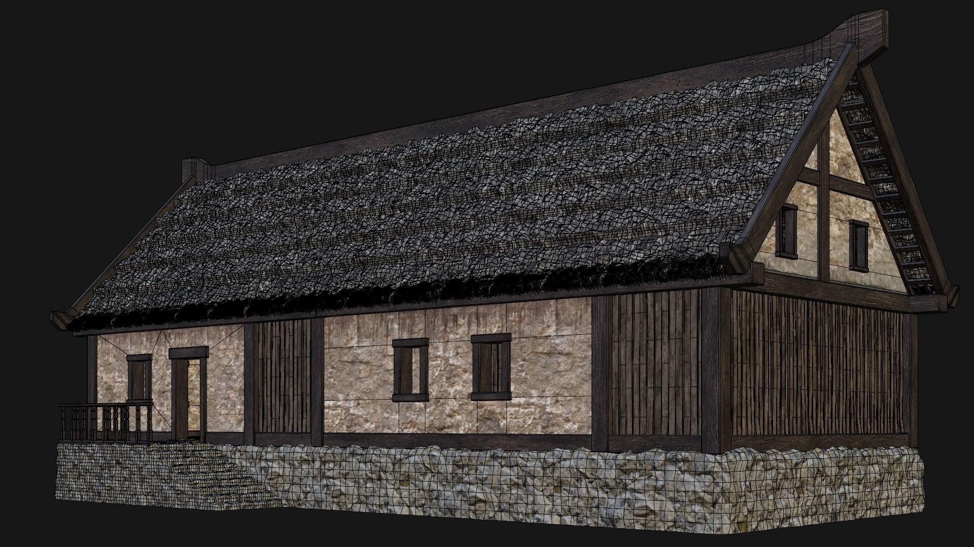 4 Old House Building Pack 4K Textures GameReady 197 to 200 Low-poly 3D model_22