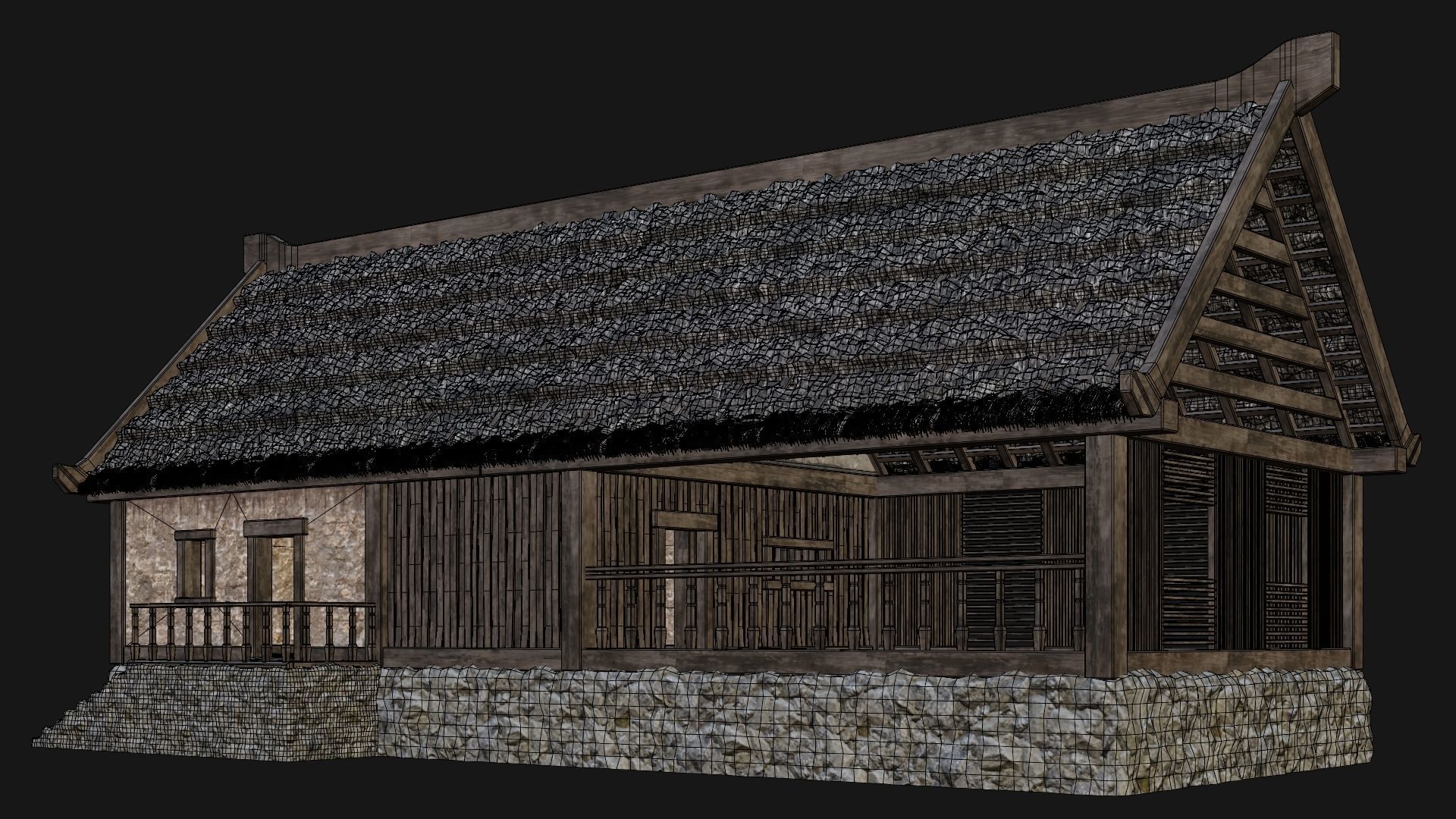 4 Old House Building Pack 4K Textures GameReady 197 to 200 Low-poly 3D model_44