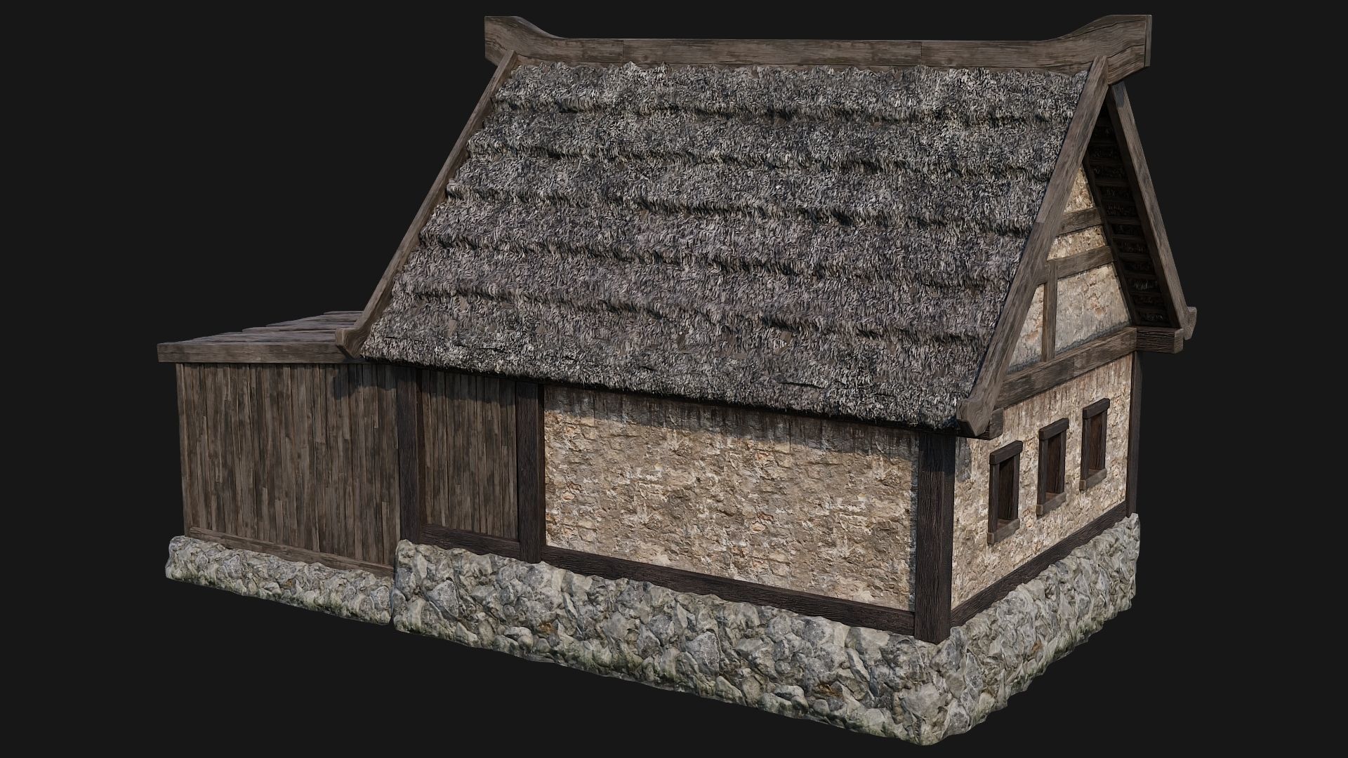 4 Old House Building Pack 4K Textures GameReady 197 to 200 Low-poly 3D model_41