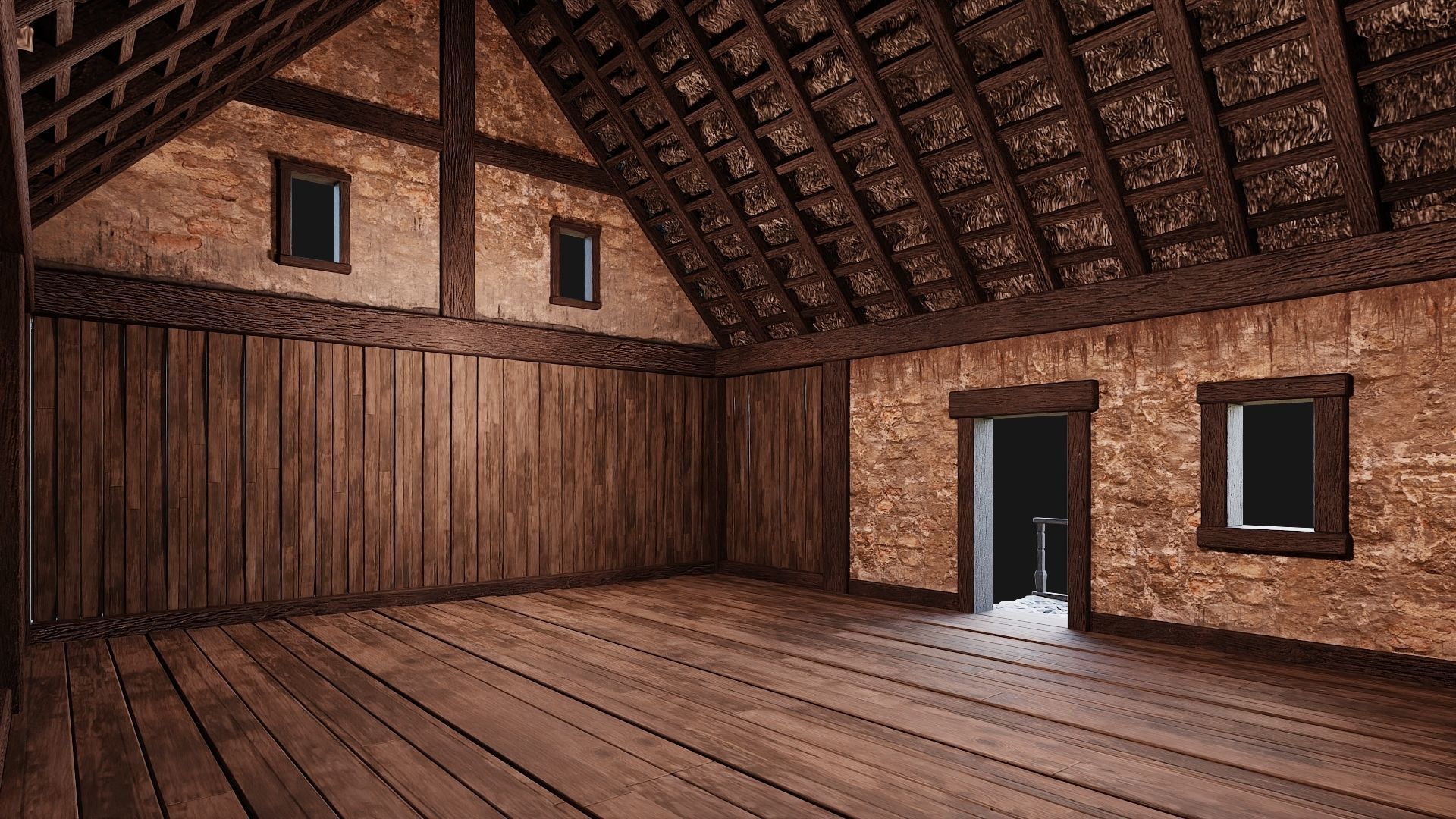 4 Old House Building Pack 4K Textures GameReady 197 to 200 Low-poly 3D model_9