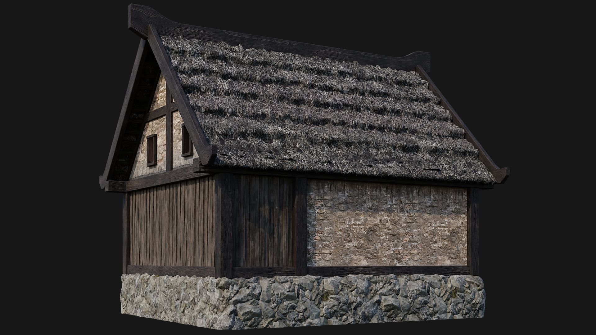 4 Old House Building Pack 4K Textures GameReady 197 to 200 Low-poly 3D model_12