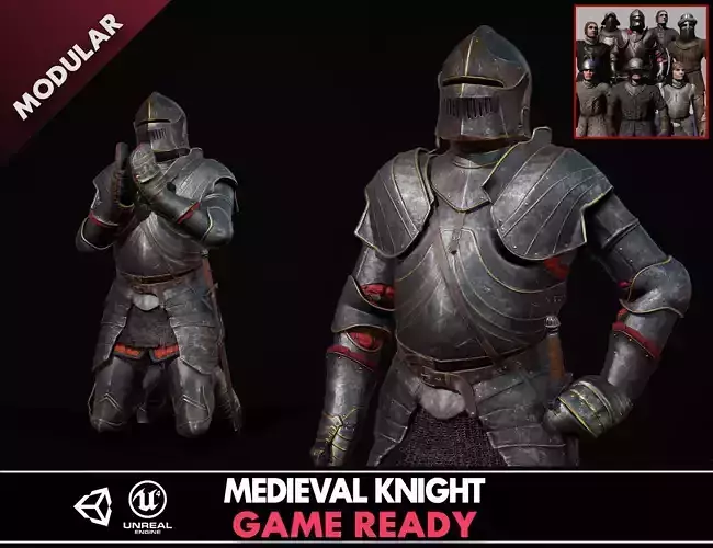 Medieval Knights - Modular Low-poly 3D model