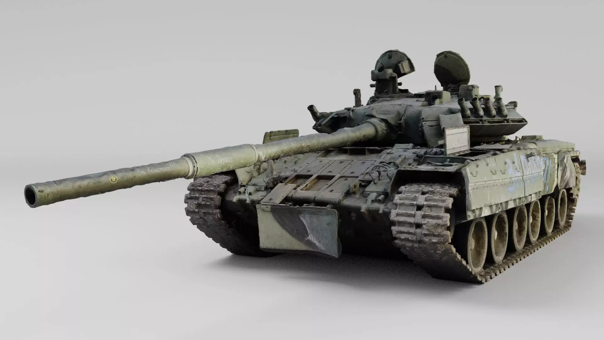 Russian T-80 tank destroyed by Ukrainian army 3D model_0