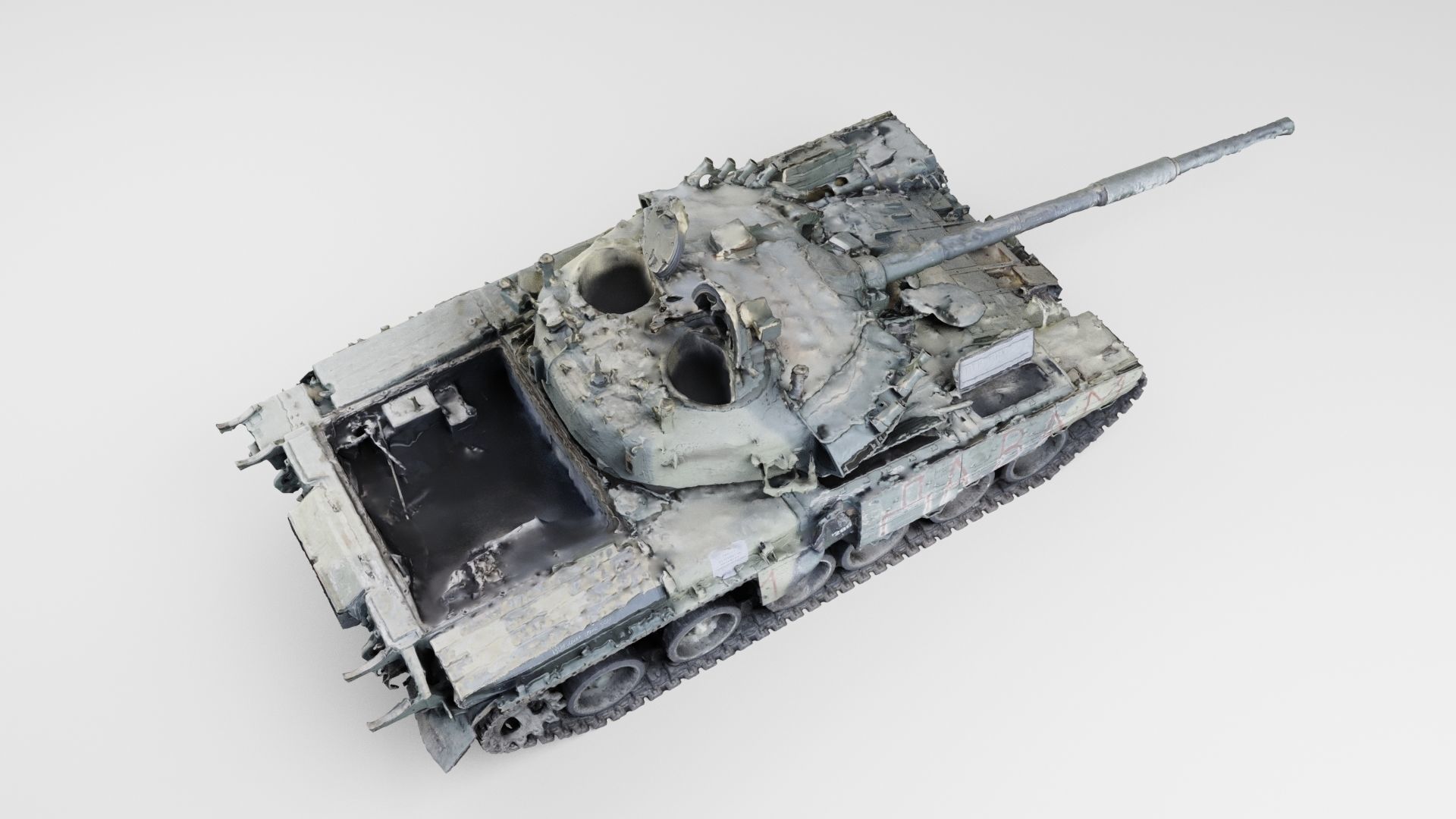 Russian T-80 tank destroyed by Ukrainian army 3D model_3