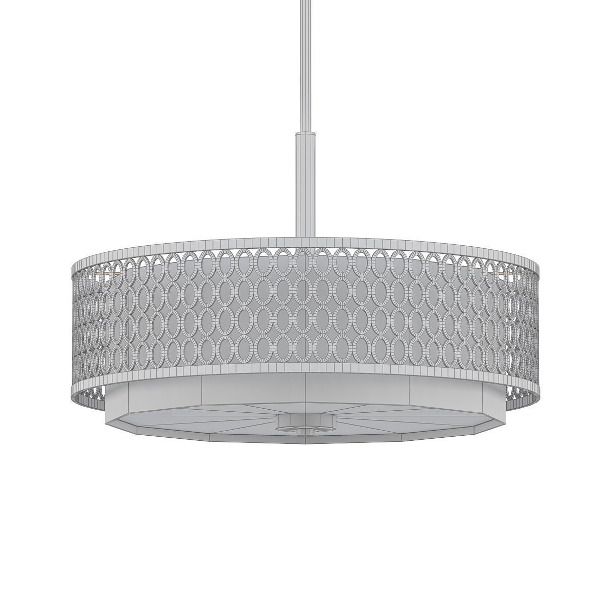 Ramond 3 light drum pendant in polished brass 3D model_4