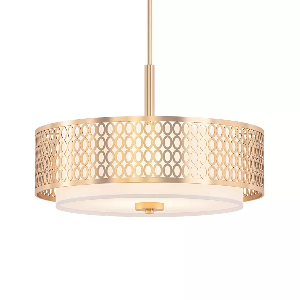 Ramond 3 light drum pendant in polished brass 3D model_0