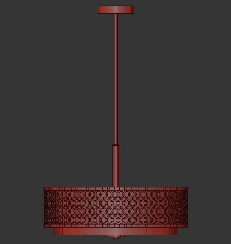 Ramond 3 light drum pendant in polished brass 3D model_2