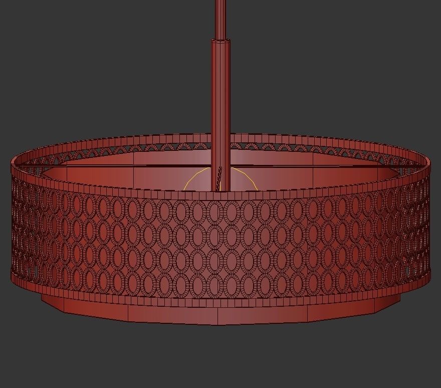 Ramond 3 light drum pendant in polished brass 3D model_1