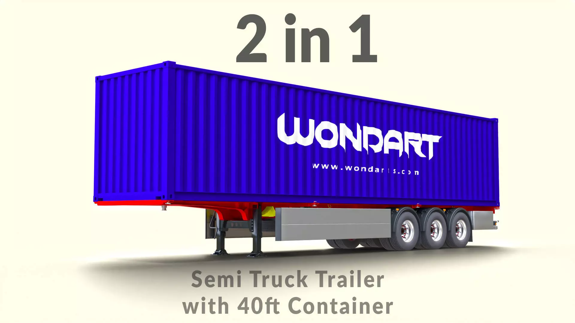 High Quality cargo Container with Trailer 3D Model Collection_0