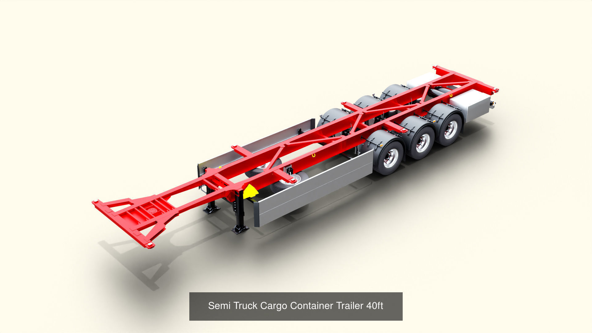 High Quality cargo Container with Trailer 3D Model Collection_5