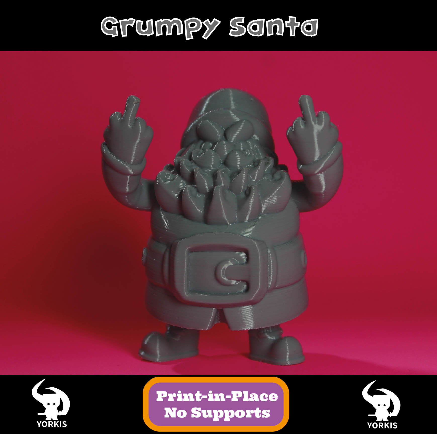 Grumpy Santa Free 3D print model_3