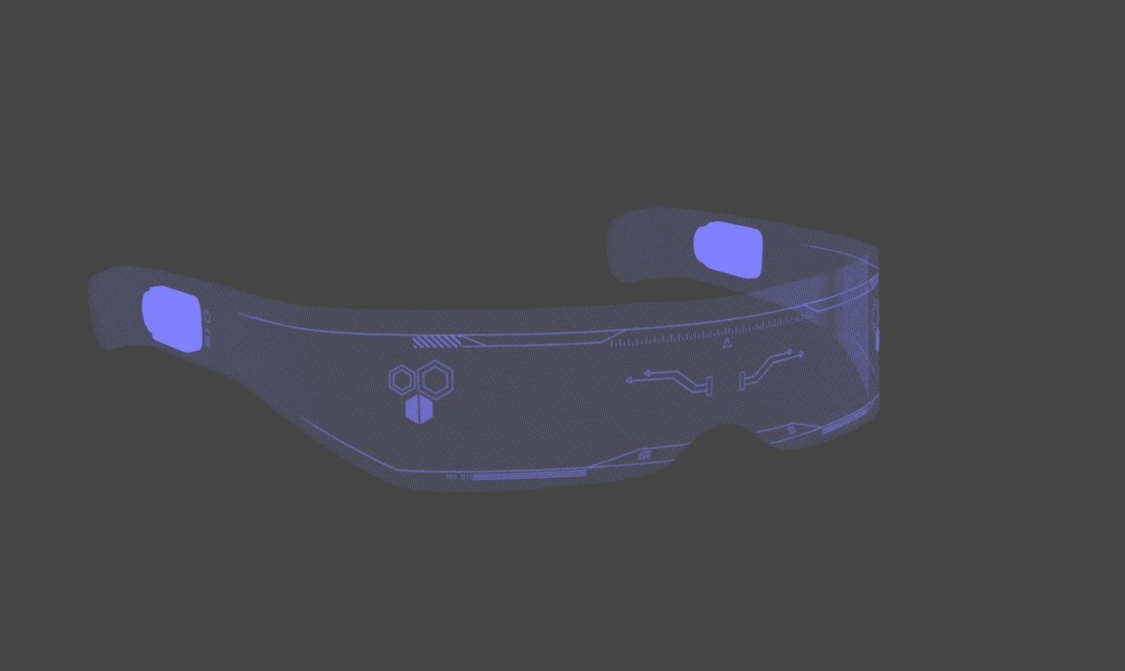 Futuristic Cyberpunk Sci-fi Glasses Low-poly 3D model_3