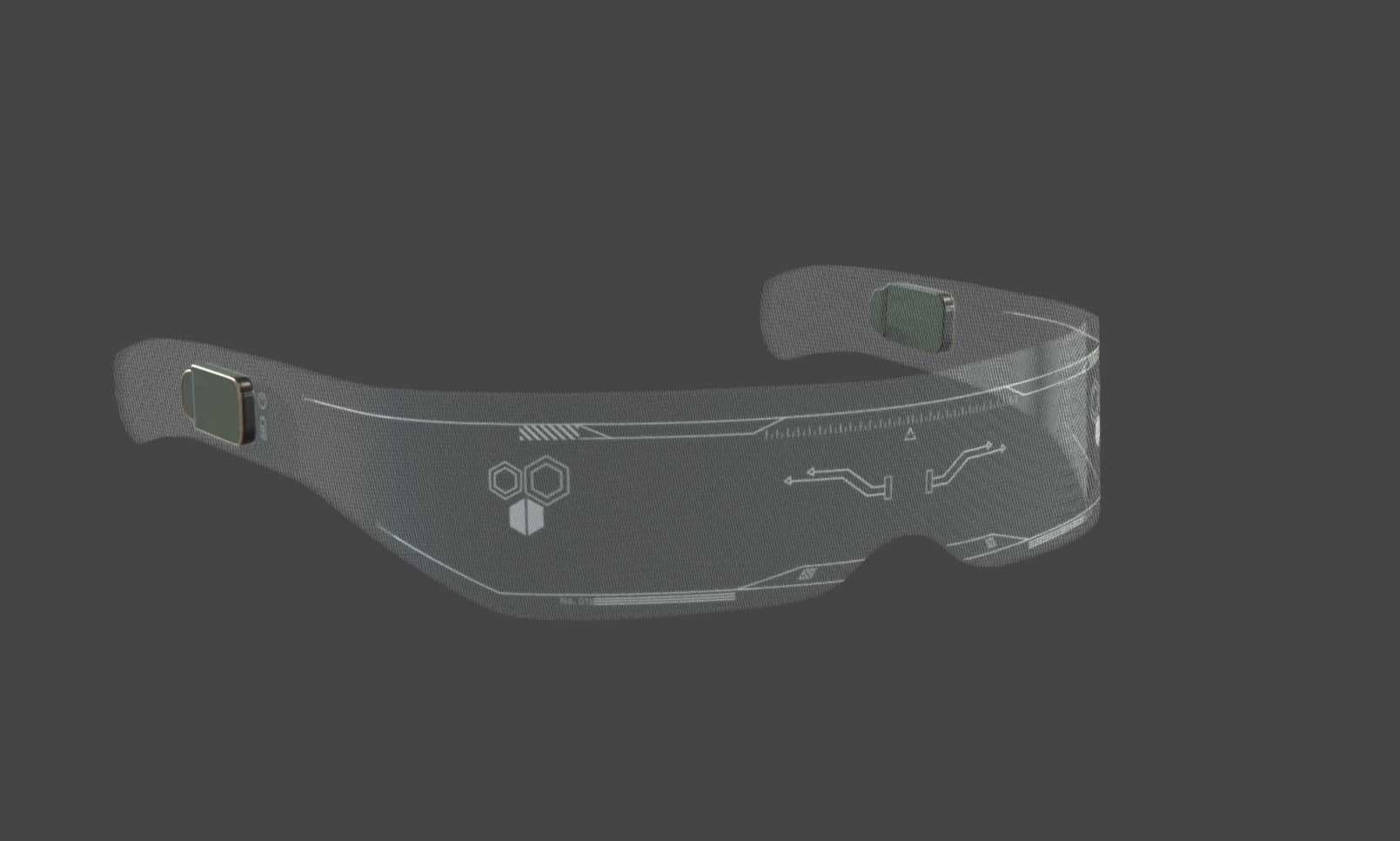 Futuristic Cyberpunk Sci-fi Glasses Low-poly 3D model_2