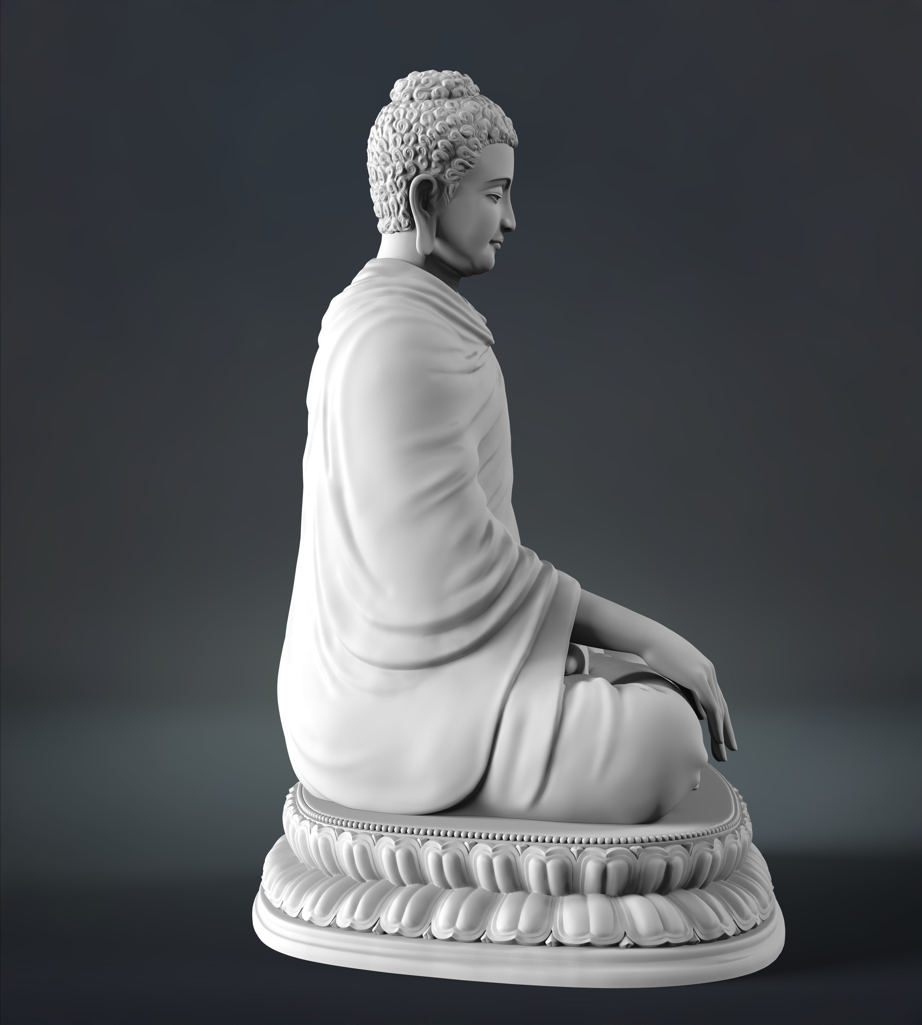 Buddha Bhumisparsh Mudra Low-poly 3D model_8