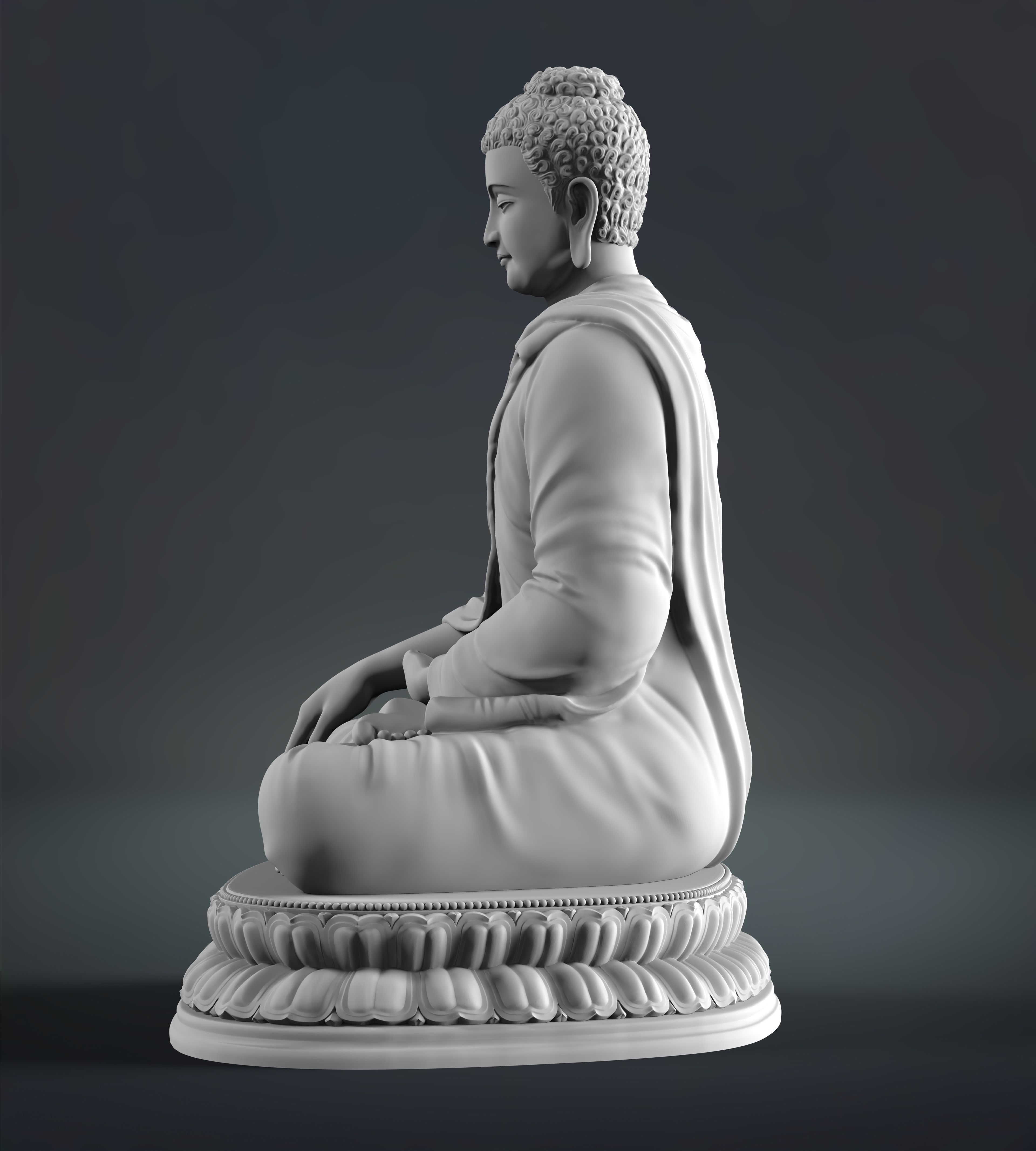 Buddha Bhumisparsh Mudra Low-poly 3D model_7