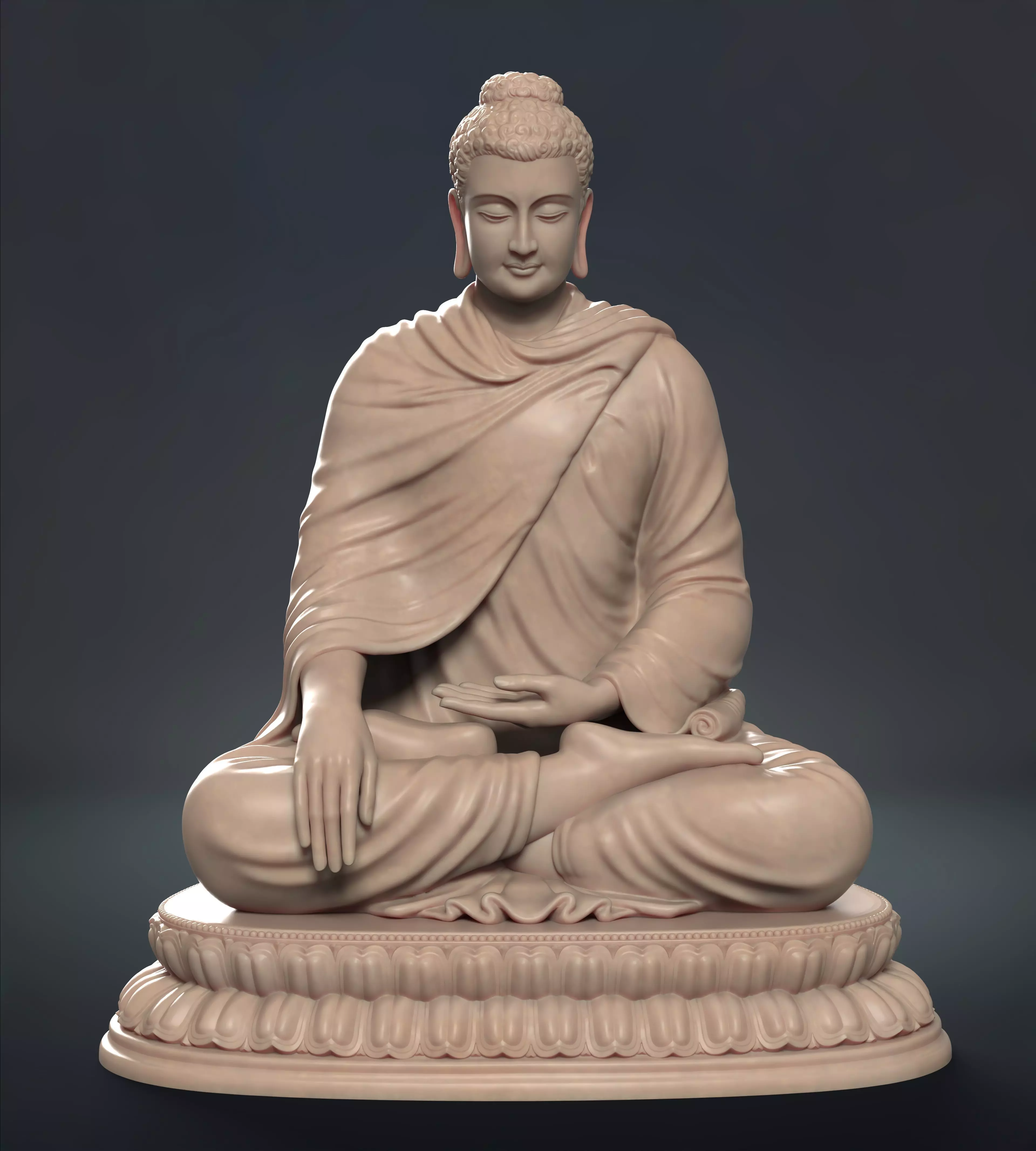 Buddha Bhumisparsh Mudra Low-poly 3D model_0