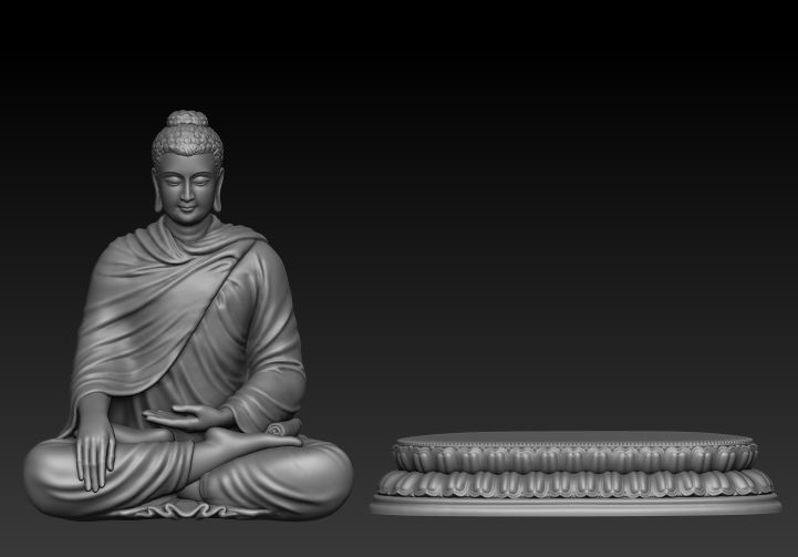 Buddha Bhumisparsh Mudra Low-poly 3D model_2