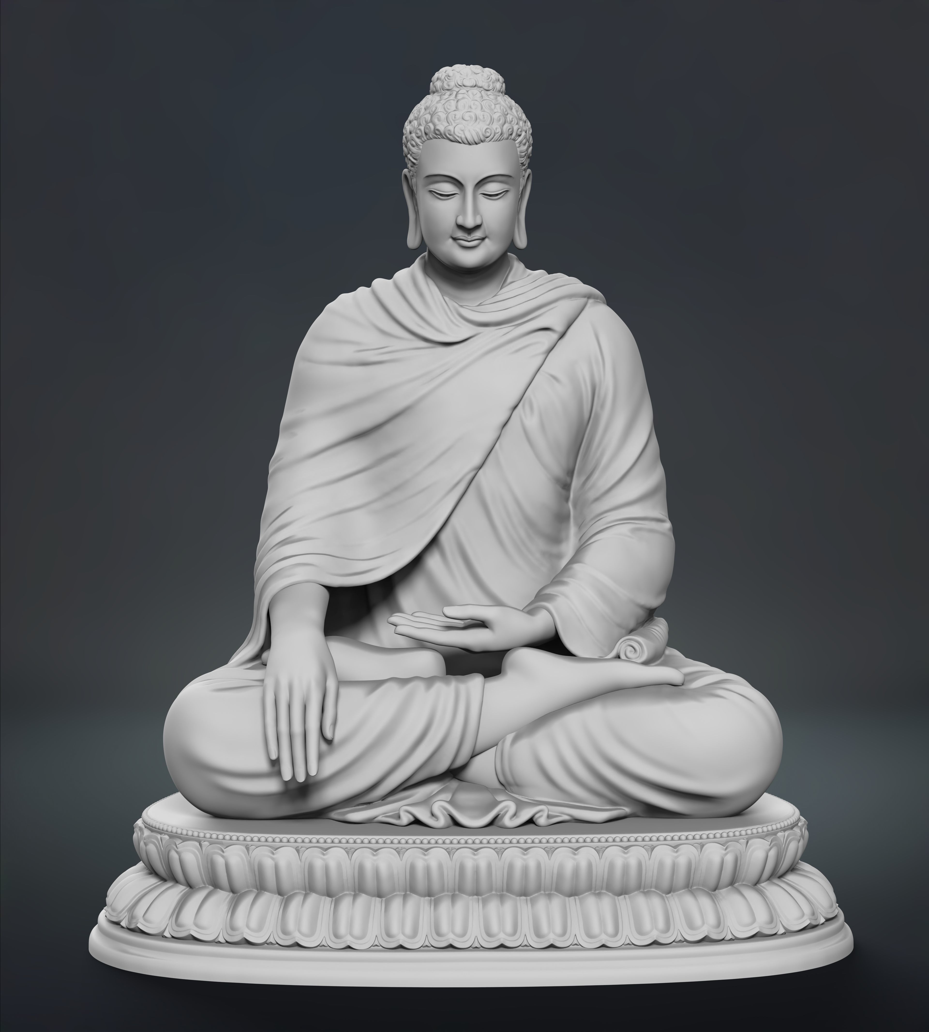 Buddha Bhumisparsh Mudra Low-poly 3D model_3