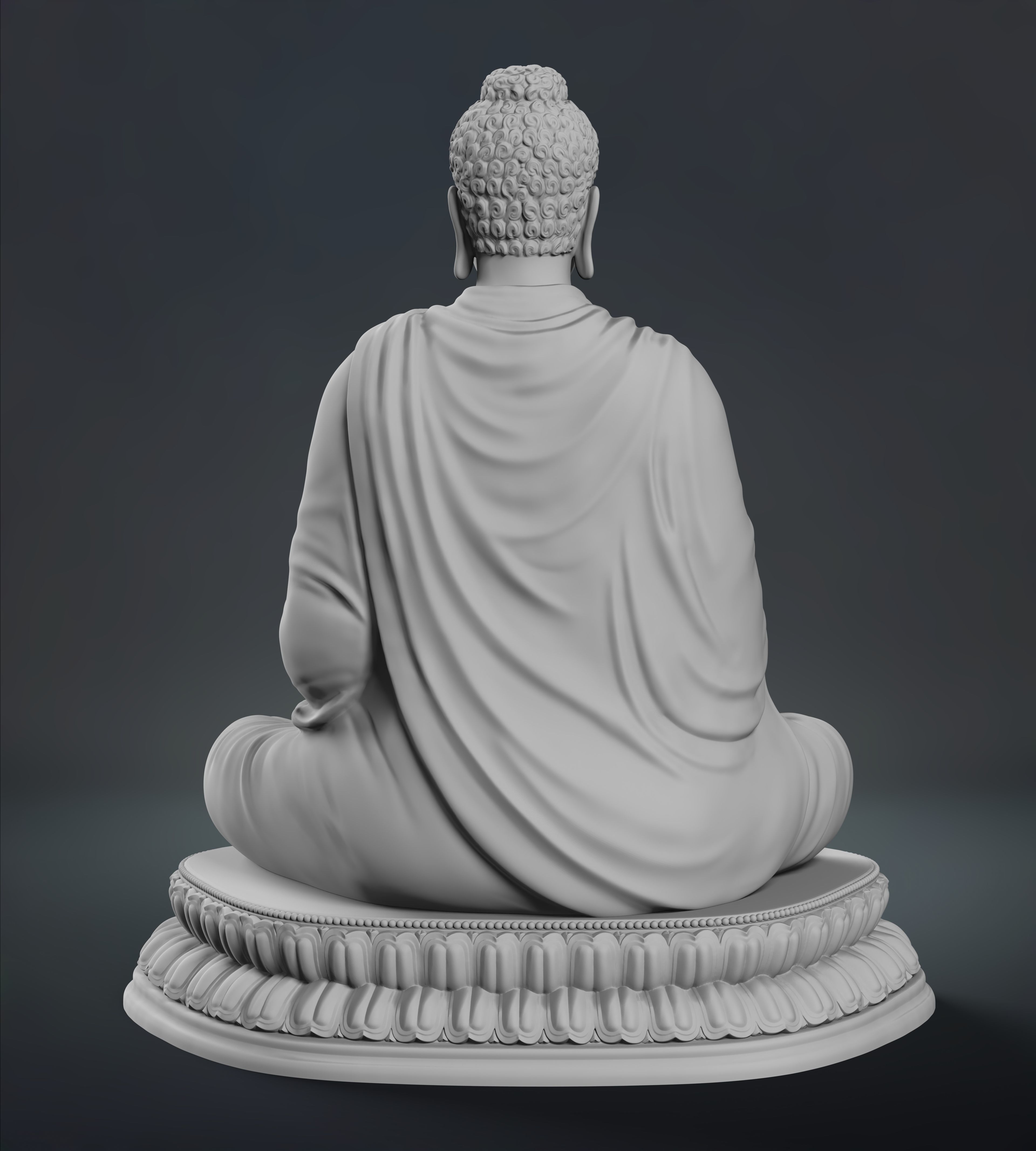 Buddha Bhumisparsh Mudra Low-poly 3D model_6