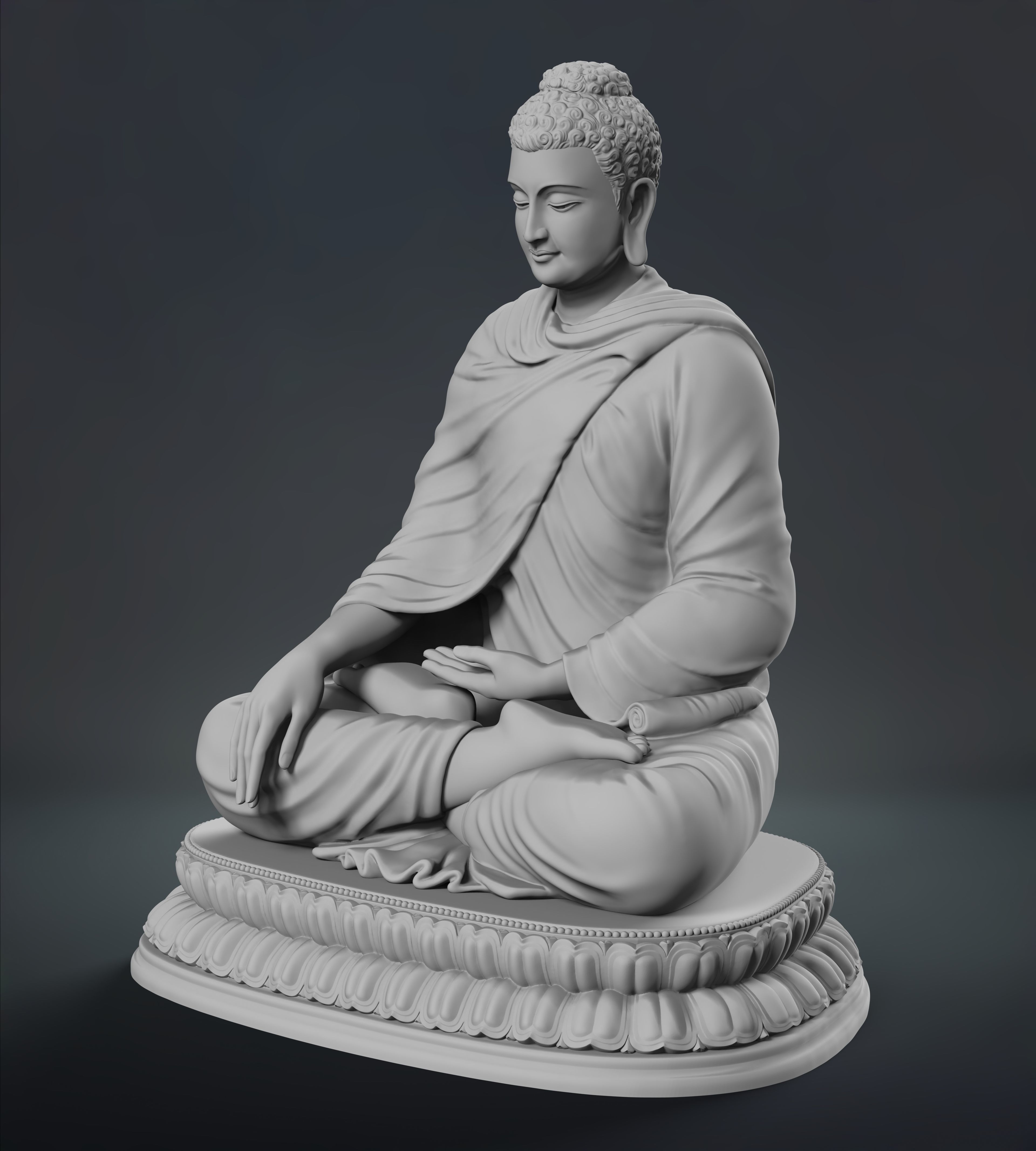 Buddha Bhumisparsh Mudra Low-poly 3D model_5