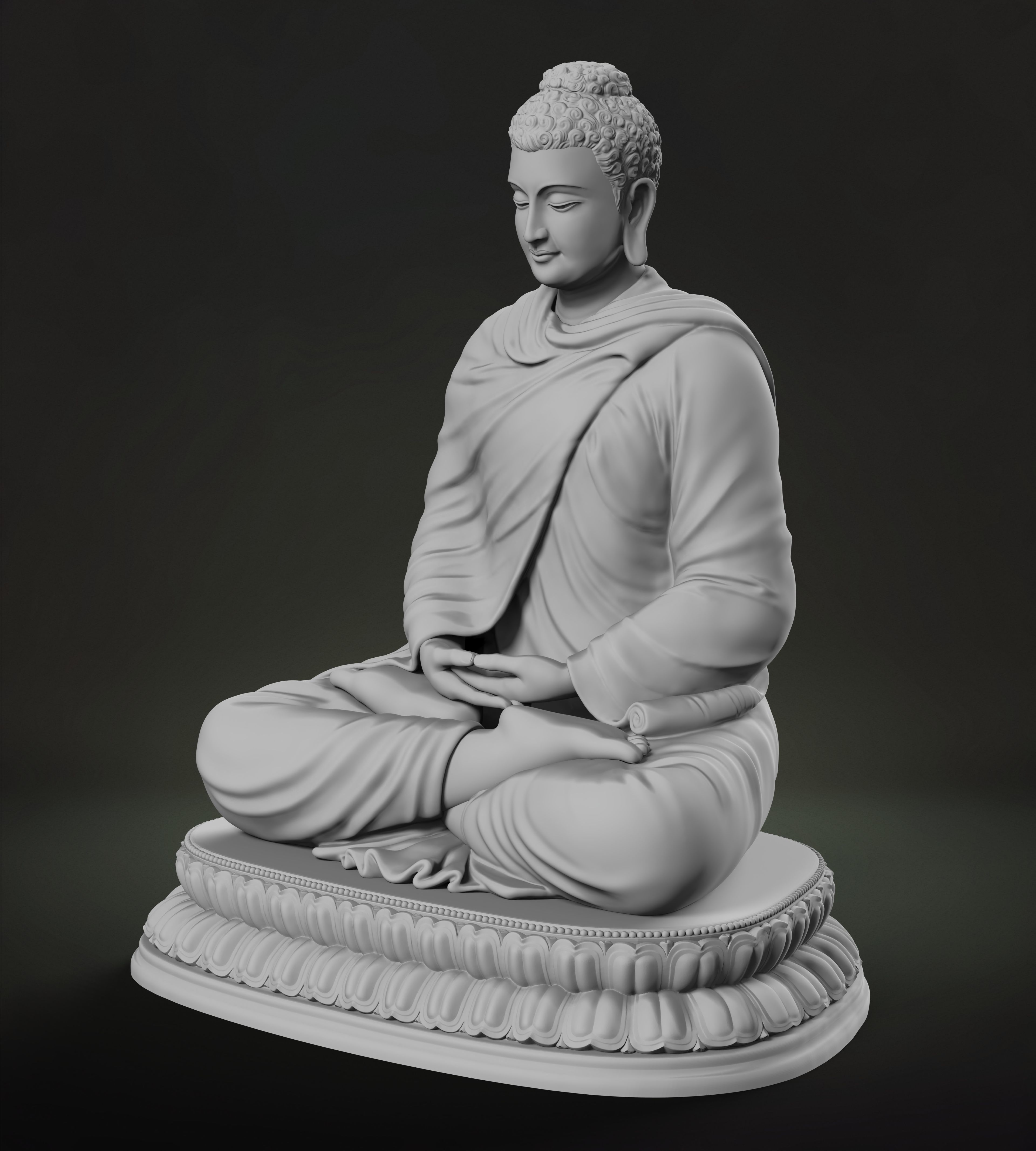 Buddha Dhyana Mudra Low-poly 3D model_5