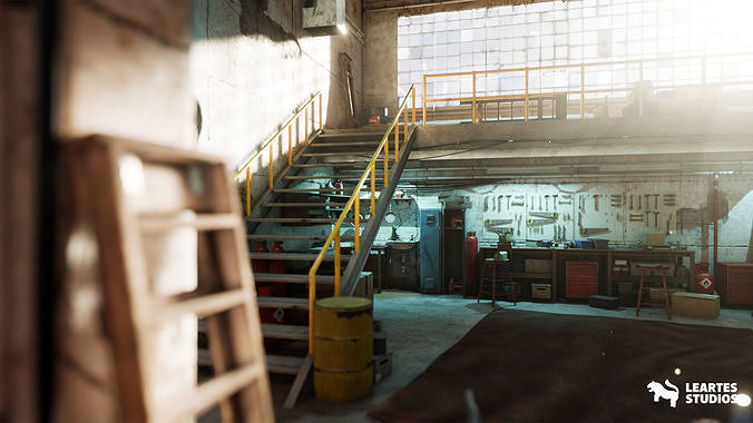 Garage Warehouse  Low-poly 3D model 5