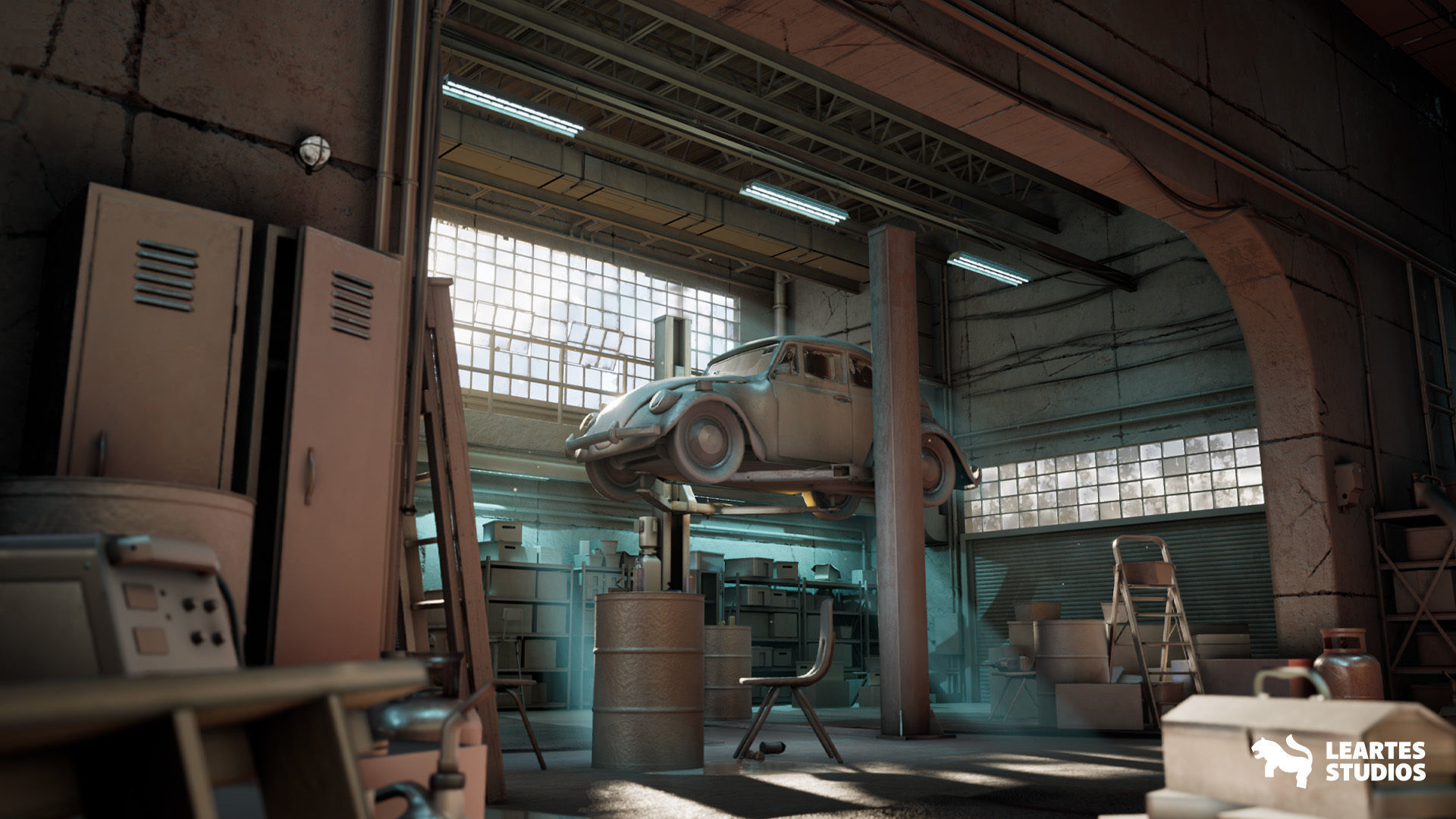 Garage Warehouse  Low-poly 3D model_2