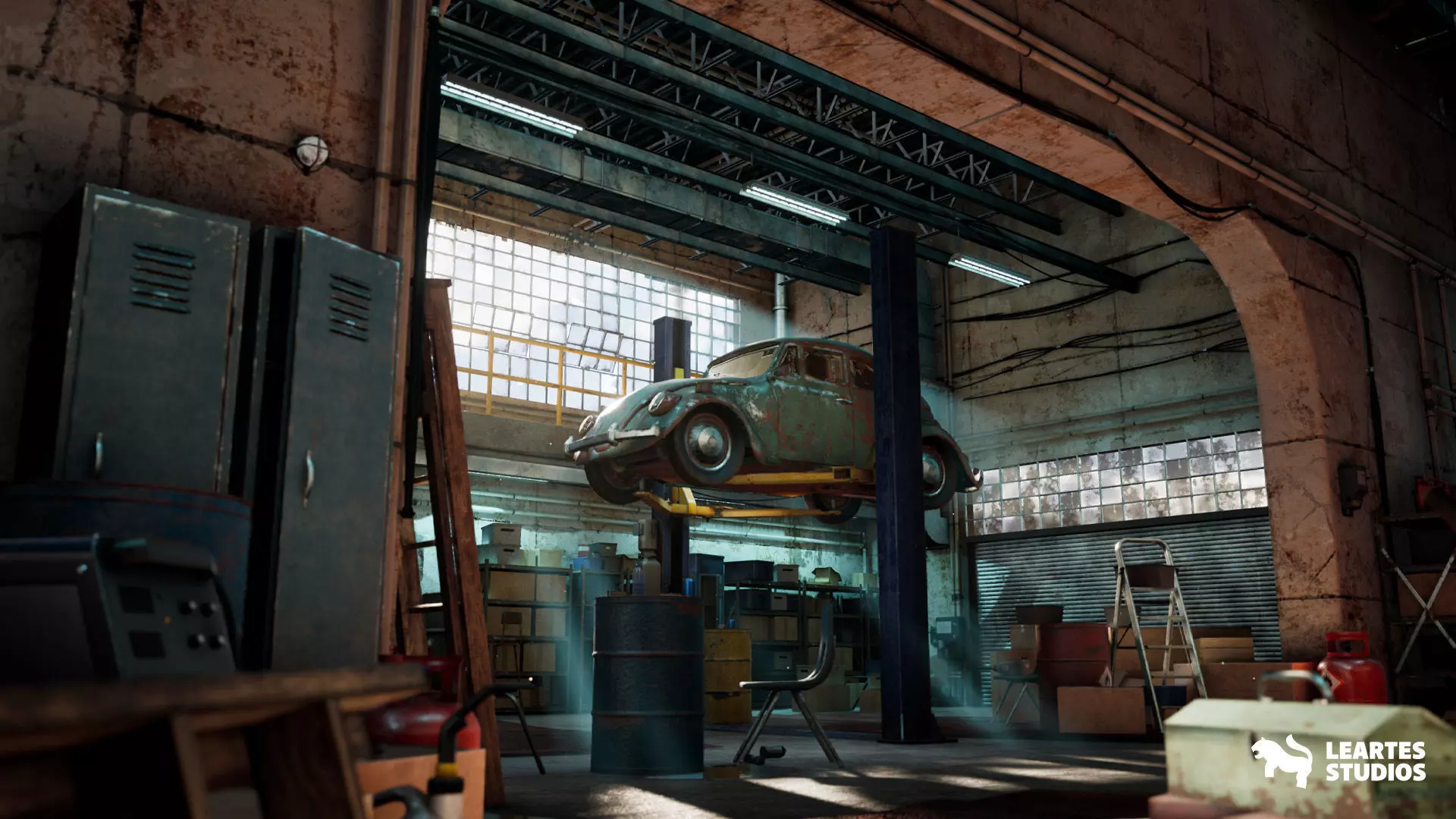 Garage Warehouse  Low-poly 3D model_0