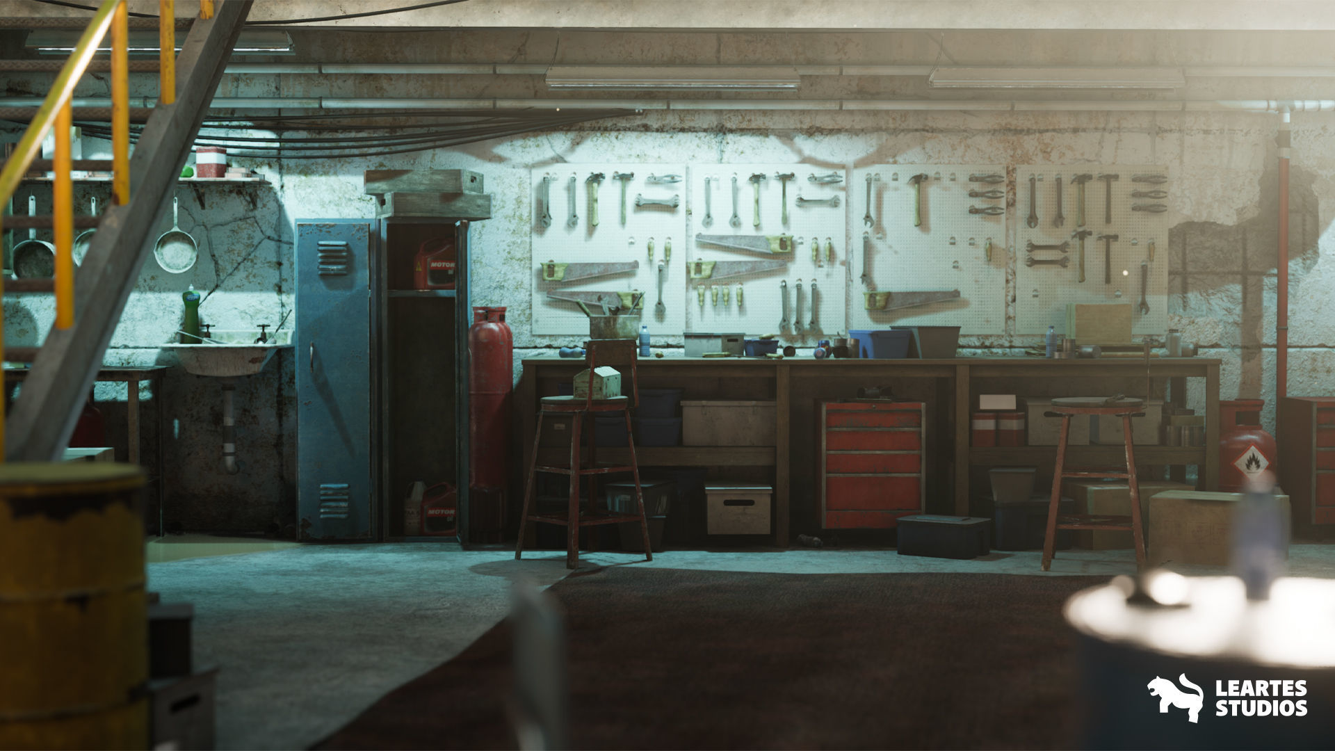 Garage Warehouse  Low-poly 3D model_13