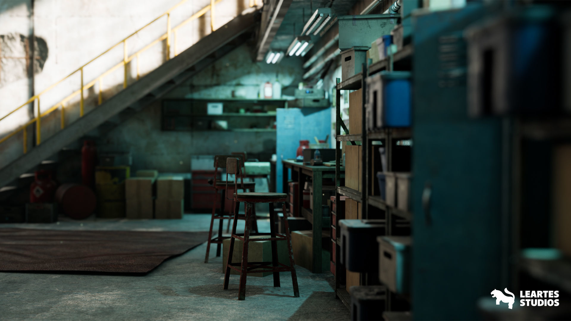 Garage Warehouse  Low-poly 3D model_12