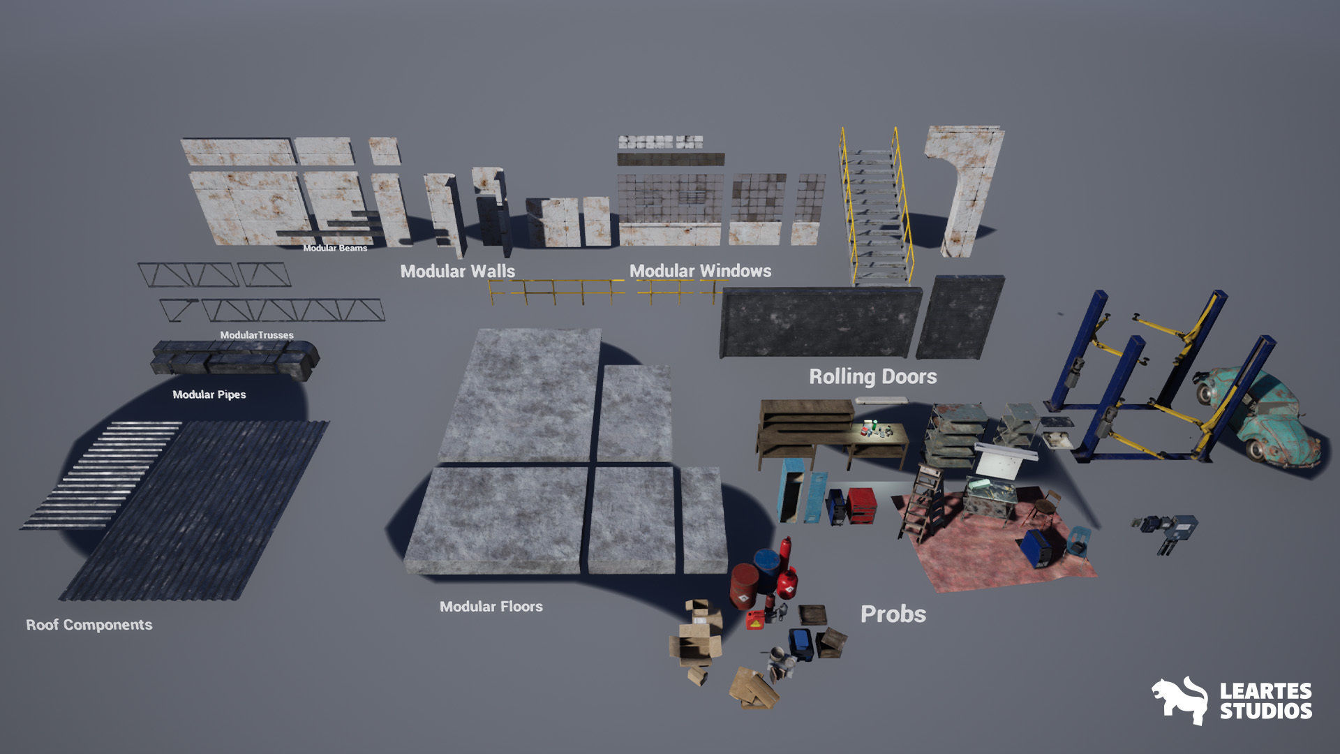 Garage Warehouse  Low-poly 3D model_14